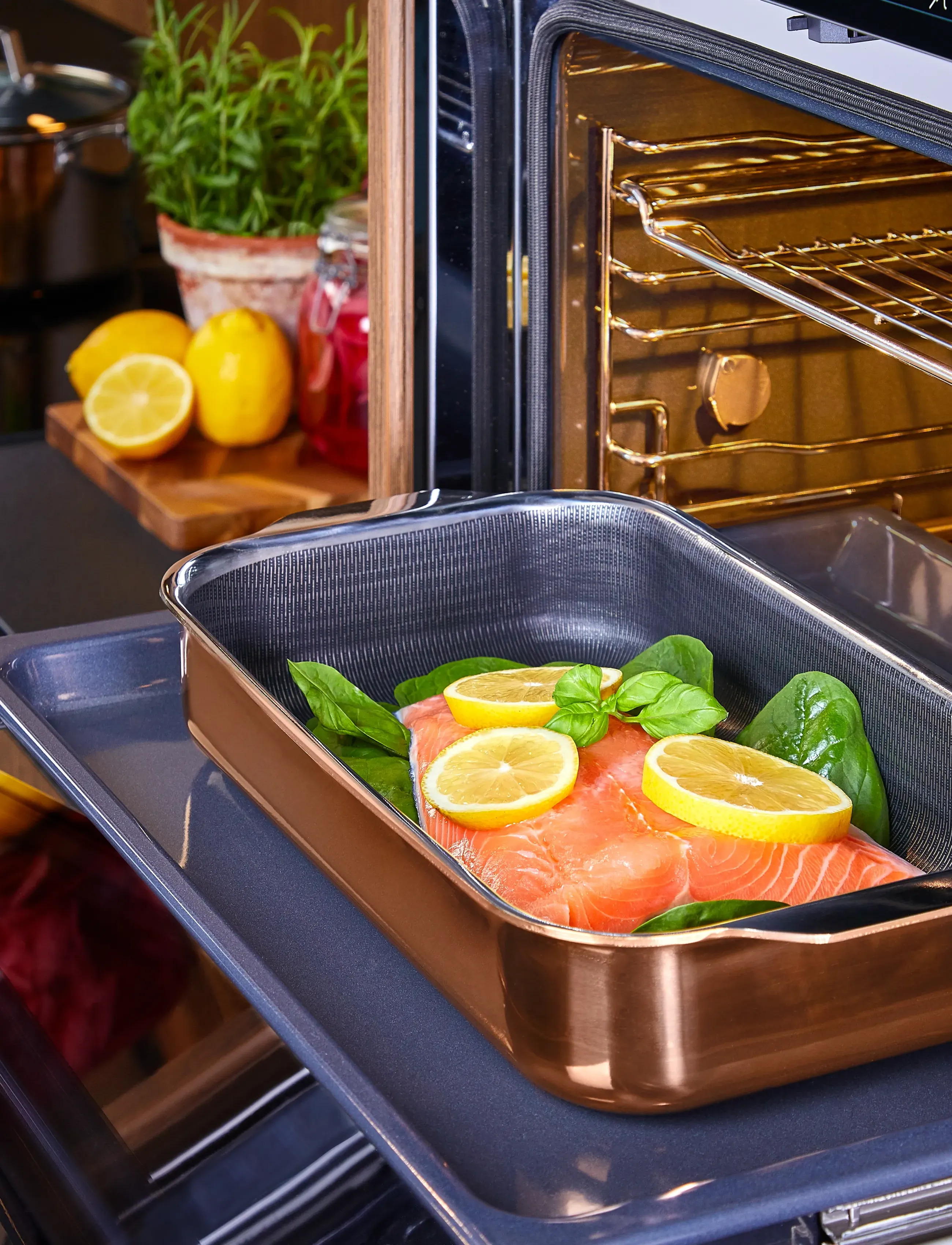 Hâws Santo Hâws Santo Roaster 32X18cm 2Mm Hybrid Coating Rose Gold, 32X18 cm, Black, Gryder & Pander > Bradepander, Unisex