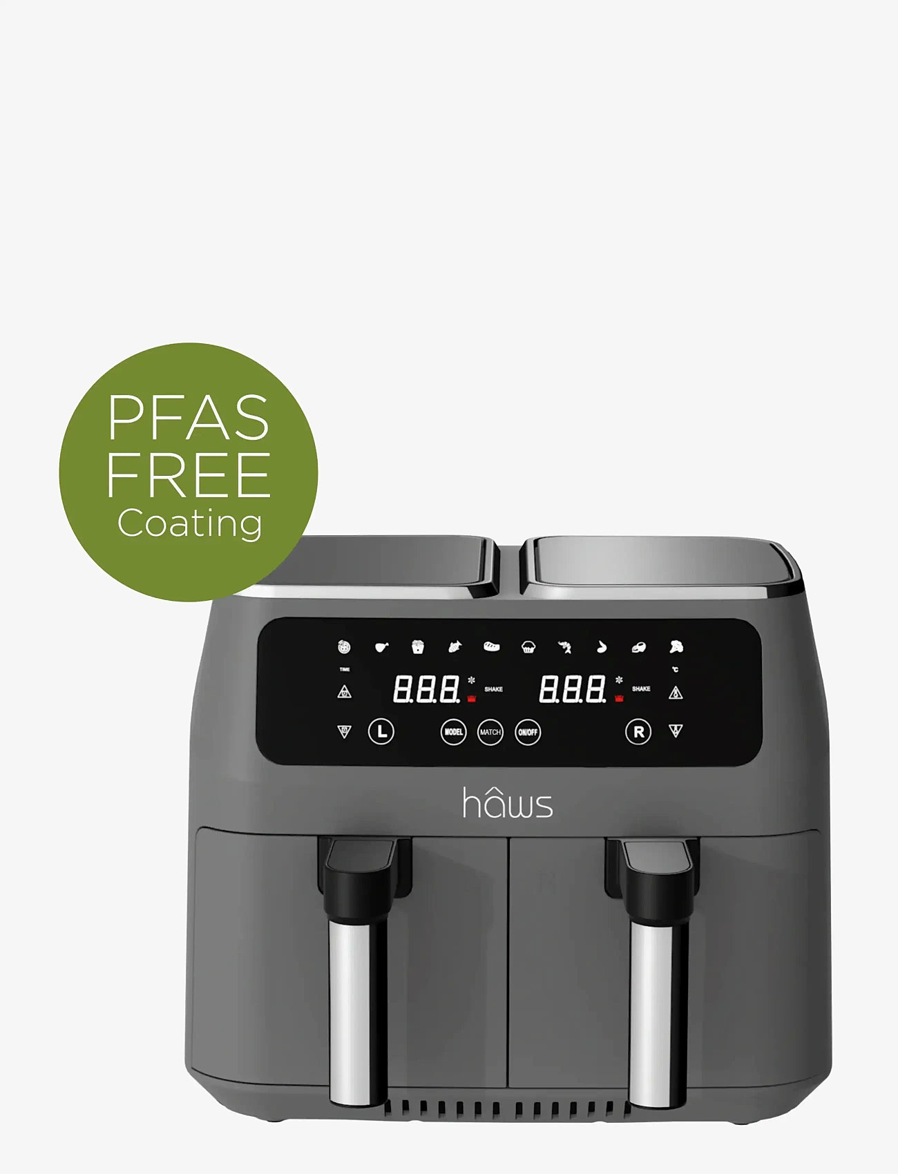 Hâws - Hâws Dual Air Fryer 2x4L 2800W PFAS Free Coating - heißluftfritteusen - black - 1