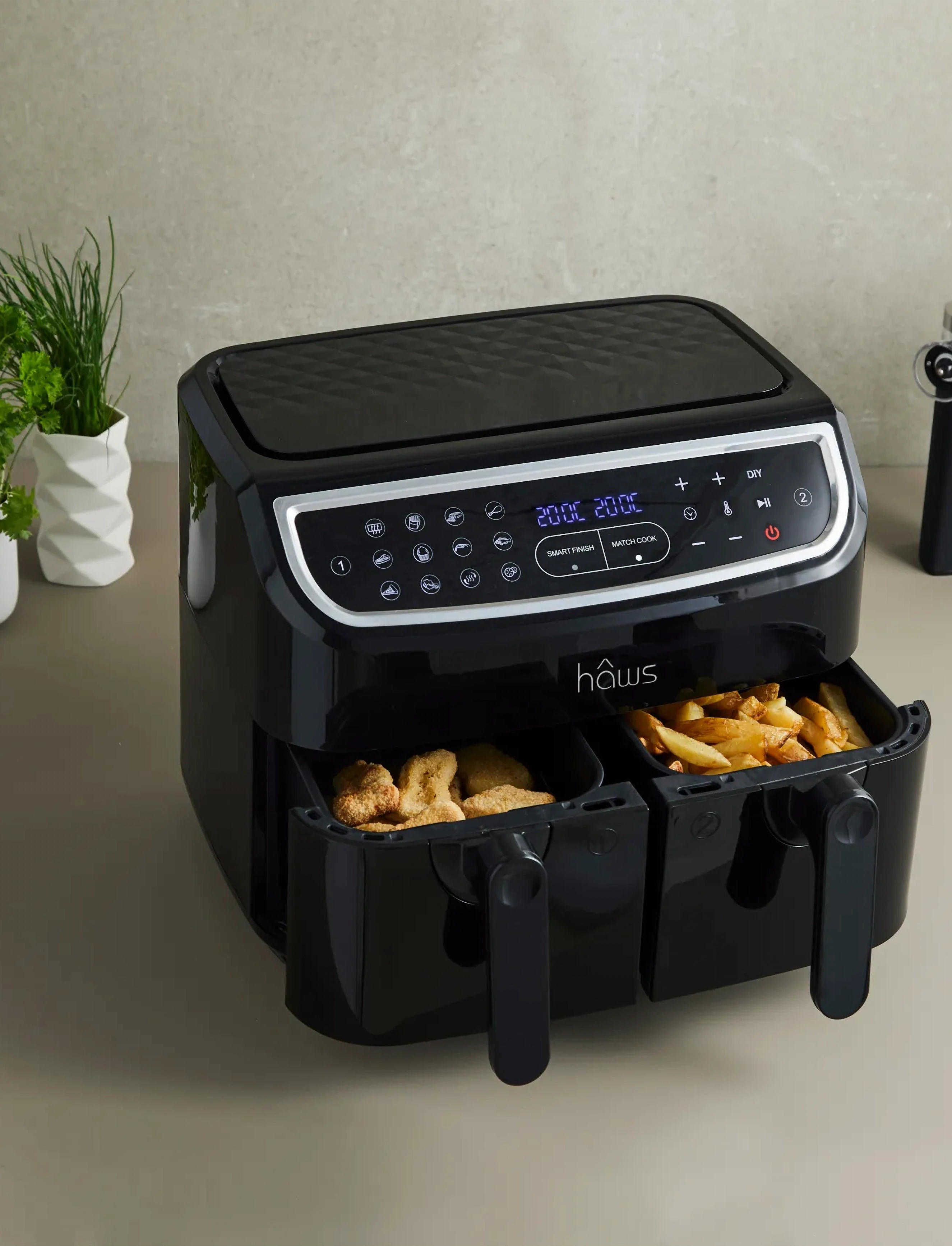 Hâws - Sejerø 2.0 Double Air Fryer 2X4.5L 2400W Pfas Free Coating - airfryers - black - 3