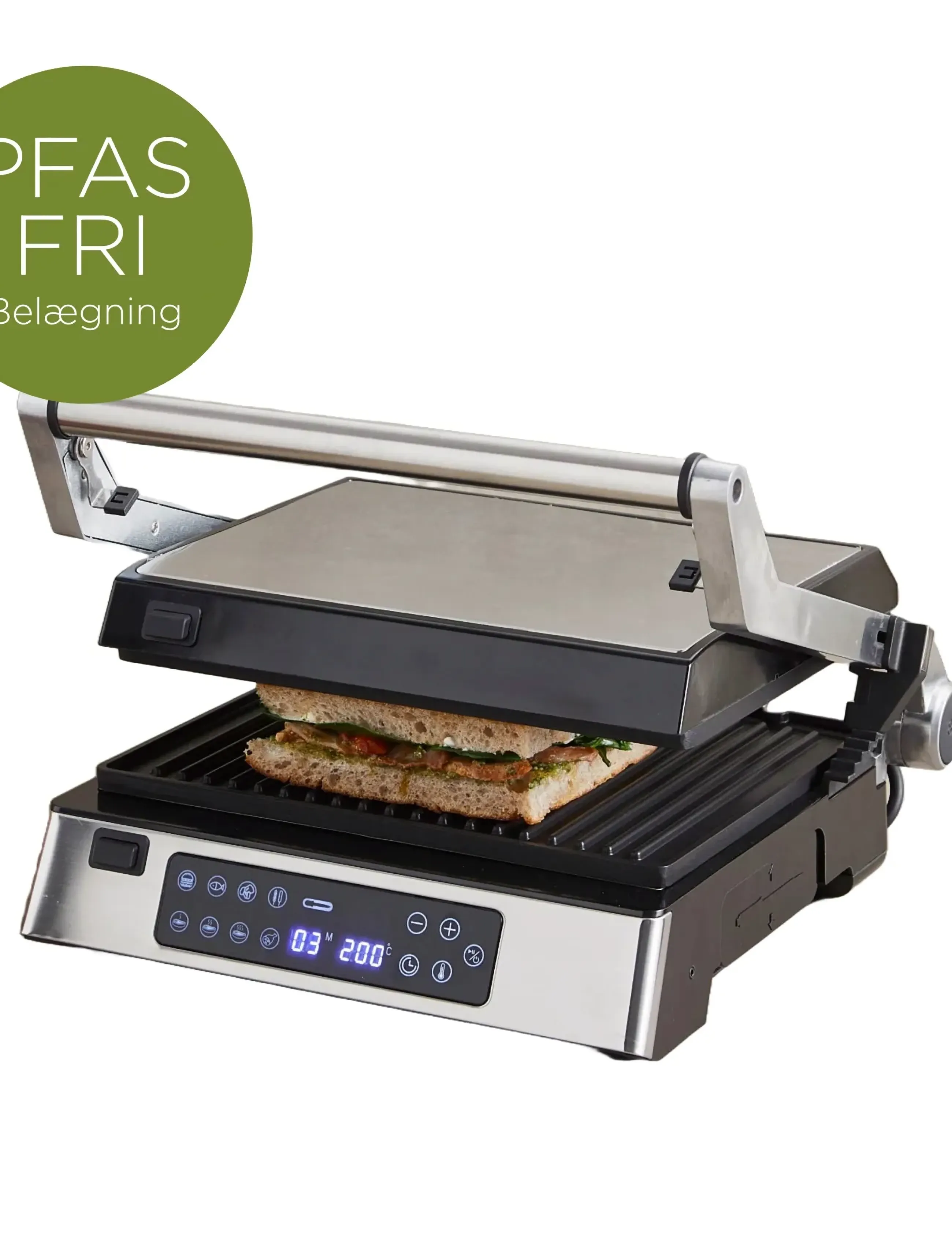 Hâws Cg30006 Table Grill / Panini W/ Digital Thermometer 2000W Pfas Free Coating, 2000 W, Kitchen Appliances, Silber - Toasters, Homeware