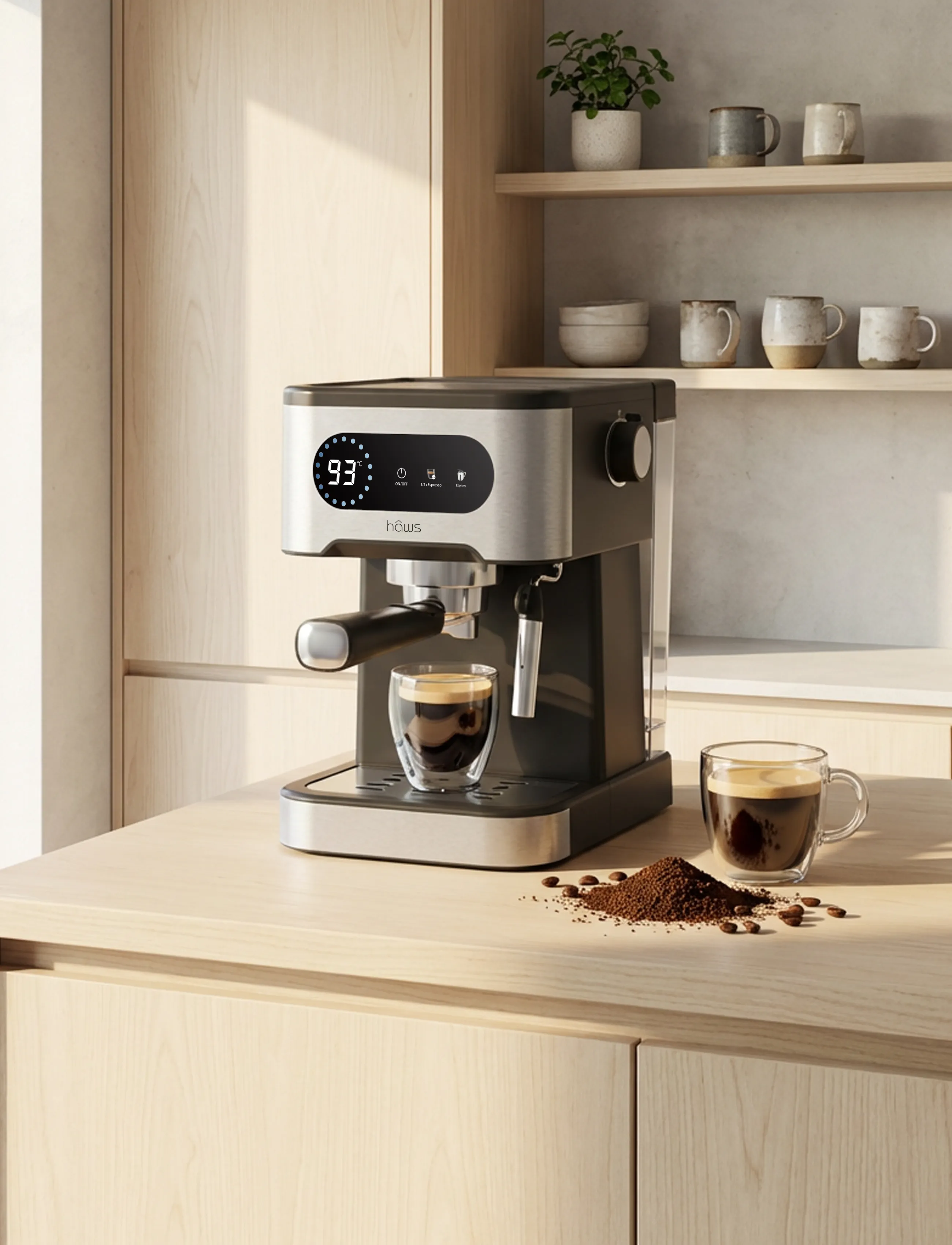 Hâws Espresso Machine 3-In-1 20 Bar 1350W, 1.5 L, Coffee Makers, Schwarz - Machines, Homeware