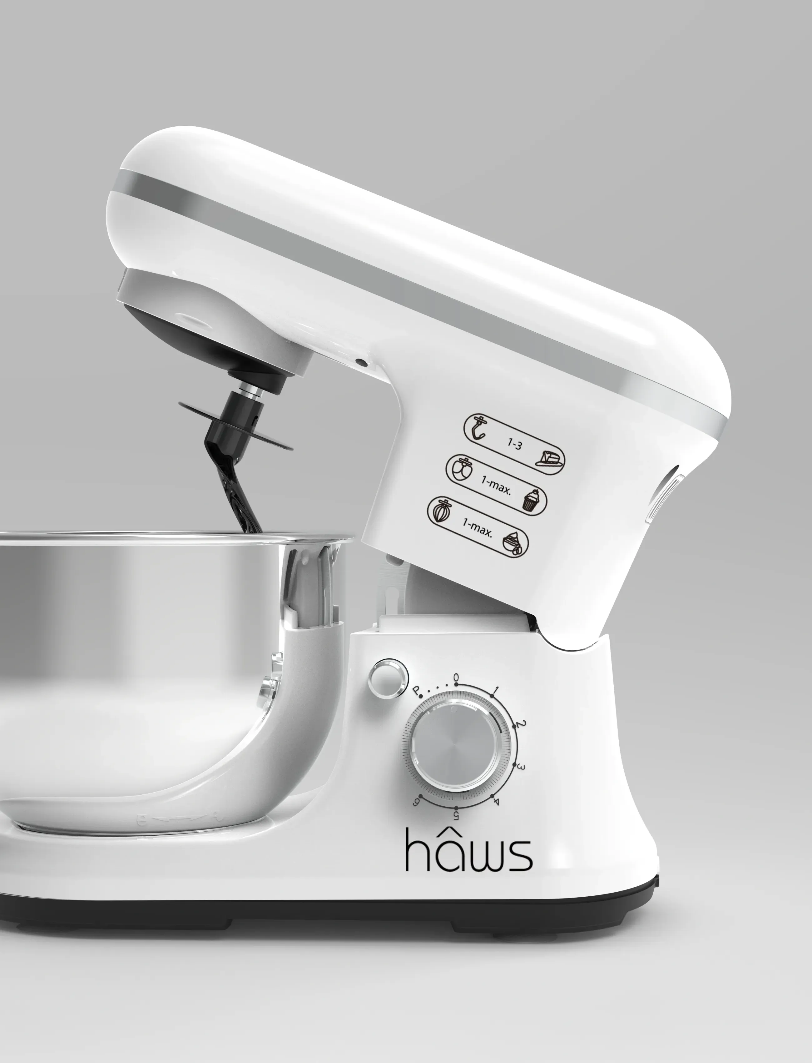 Hâws Km1200W Kitchen Machine White 1200 W, Appliances, Weiß - Standmixers, Homeware