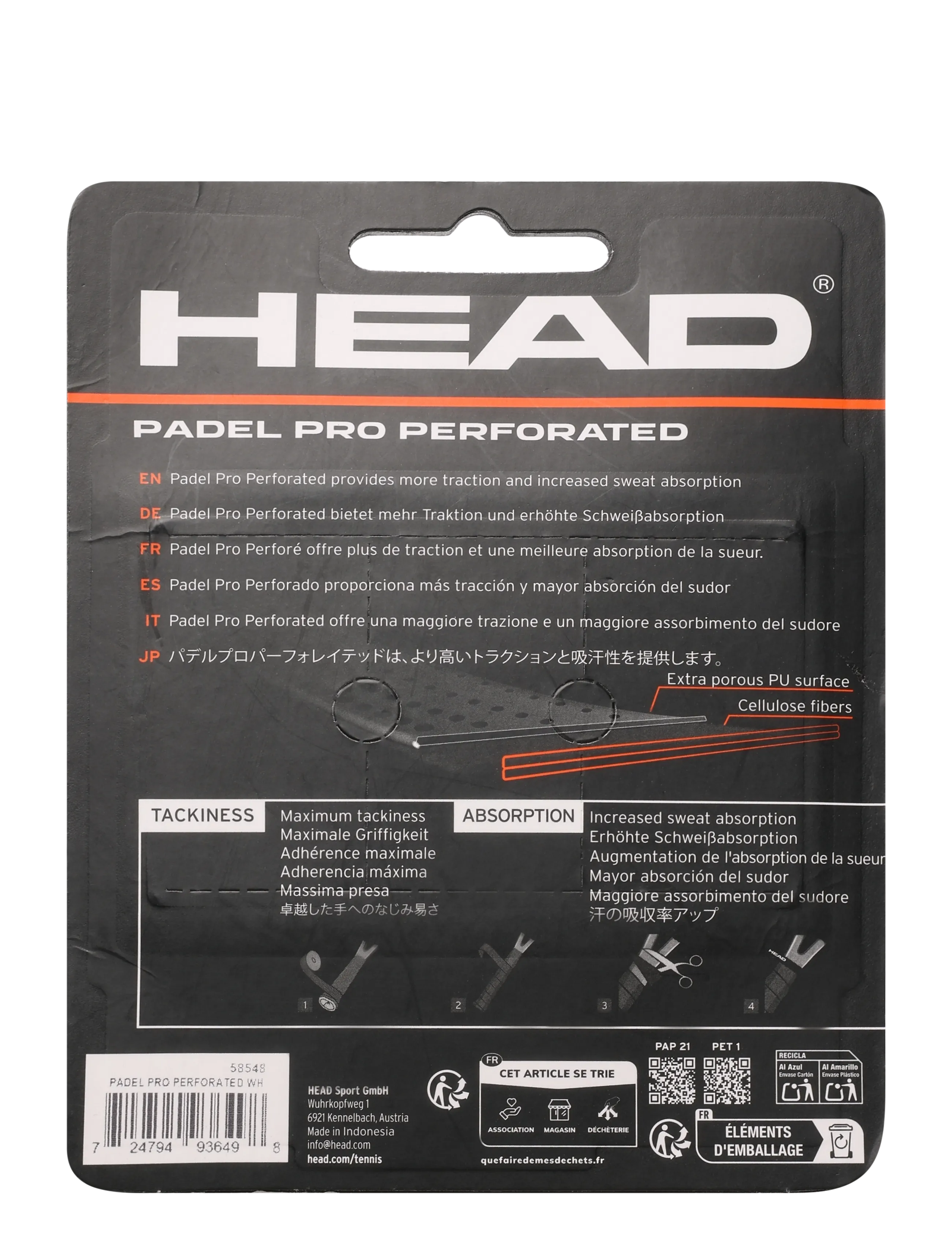Head - Padel Pro Perforated - andre accessories - white - 1
