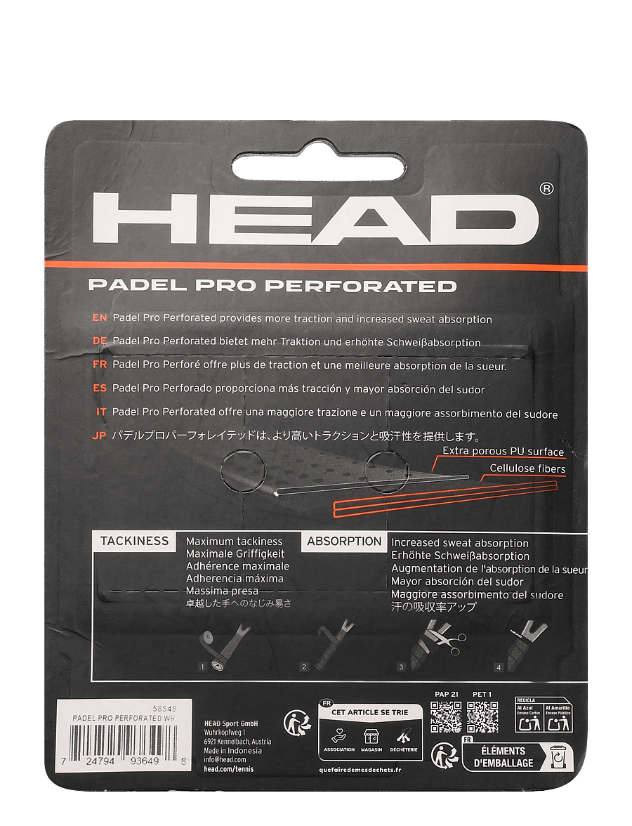 Head - Padel Pro Perforated - andre accessories - white - 1