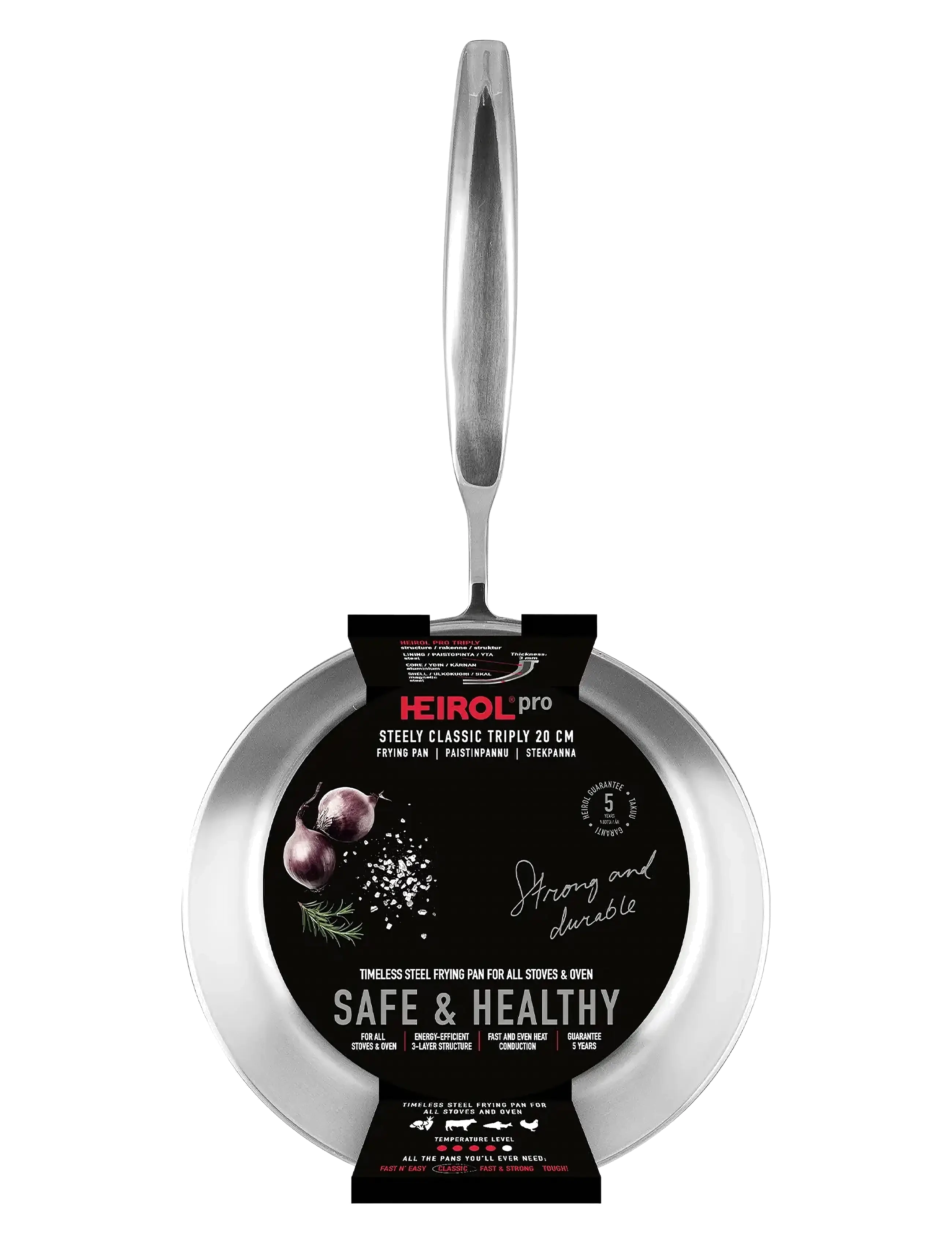 Heirol - Heirol Frying Pan 20 cm Steely Classic Triply - stegepander - silver - 2