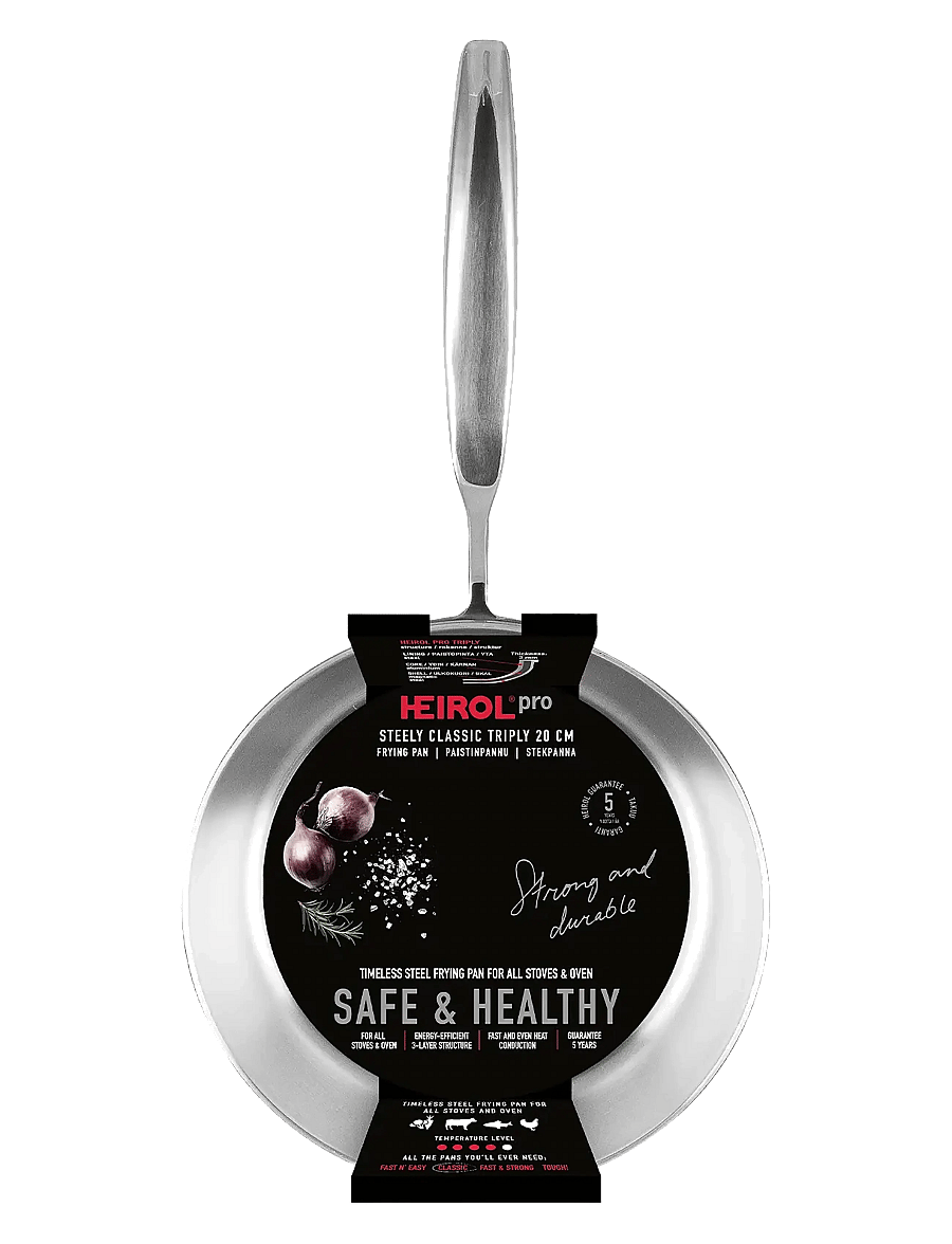 Heirol - Heirol Frying Pan 20 cm Steely Classic Triply - praepannid ja pannid - silver - 2