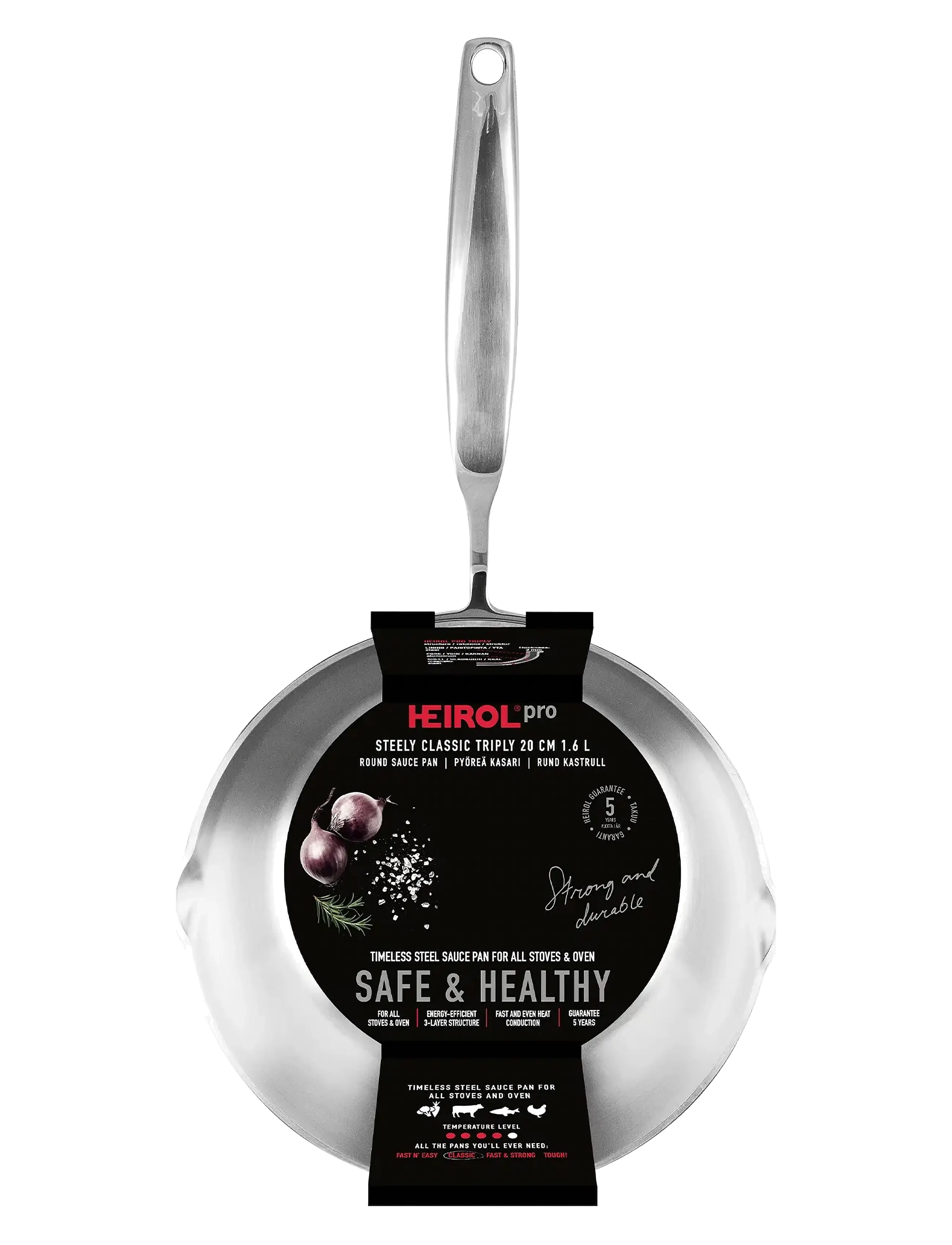 Heirol - Heirol Pot 20 cm, 1.6 liters Steely Classic Triply - silver - 2