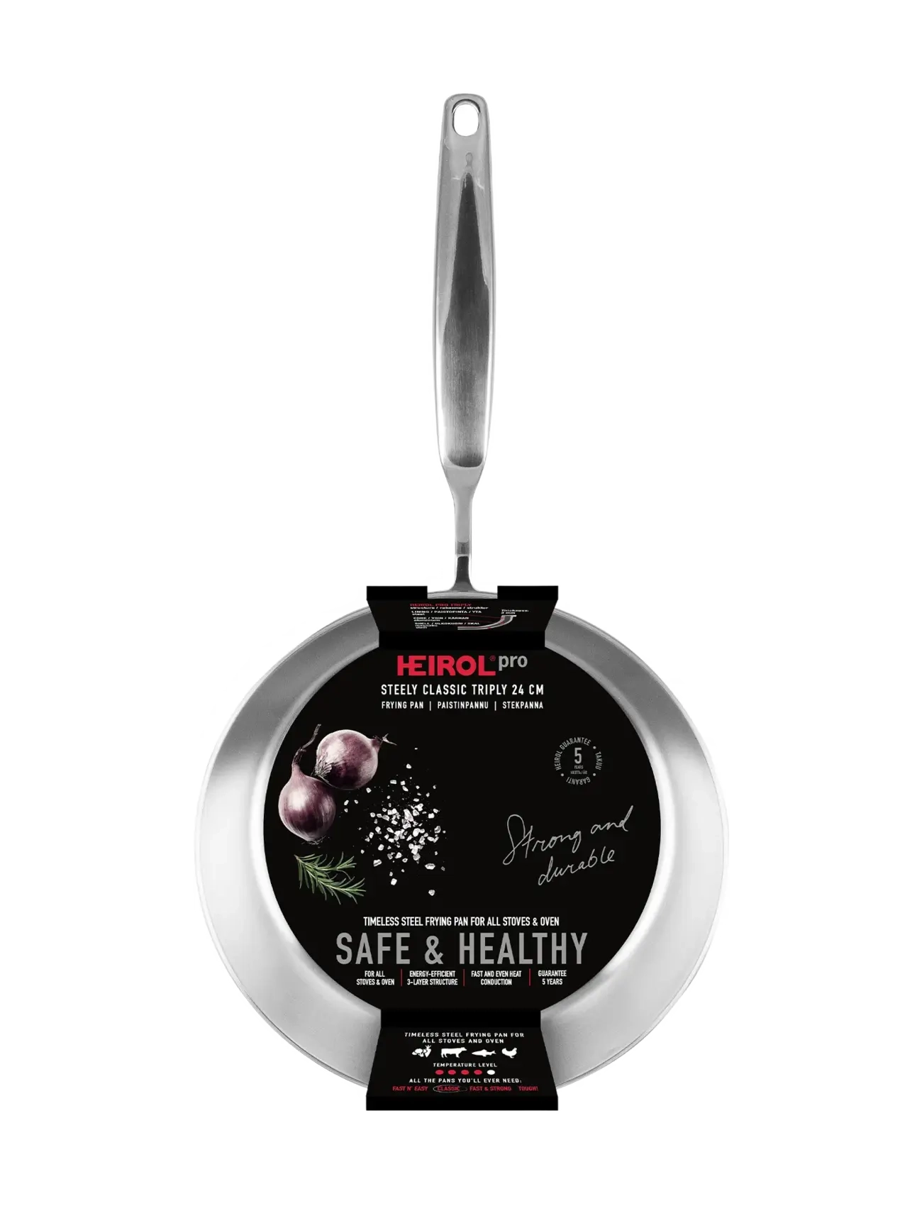 Heirol - Heirol Frying Pan 24 cm Steely Classic Triply - stegepander - silver - 2