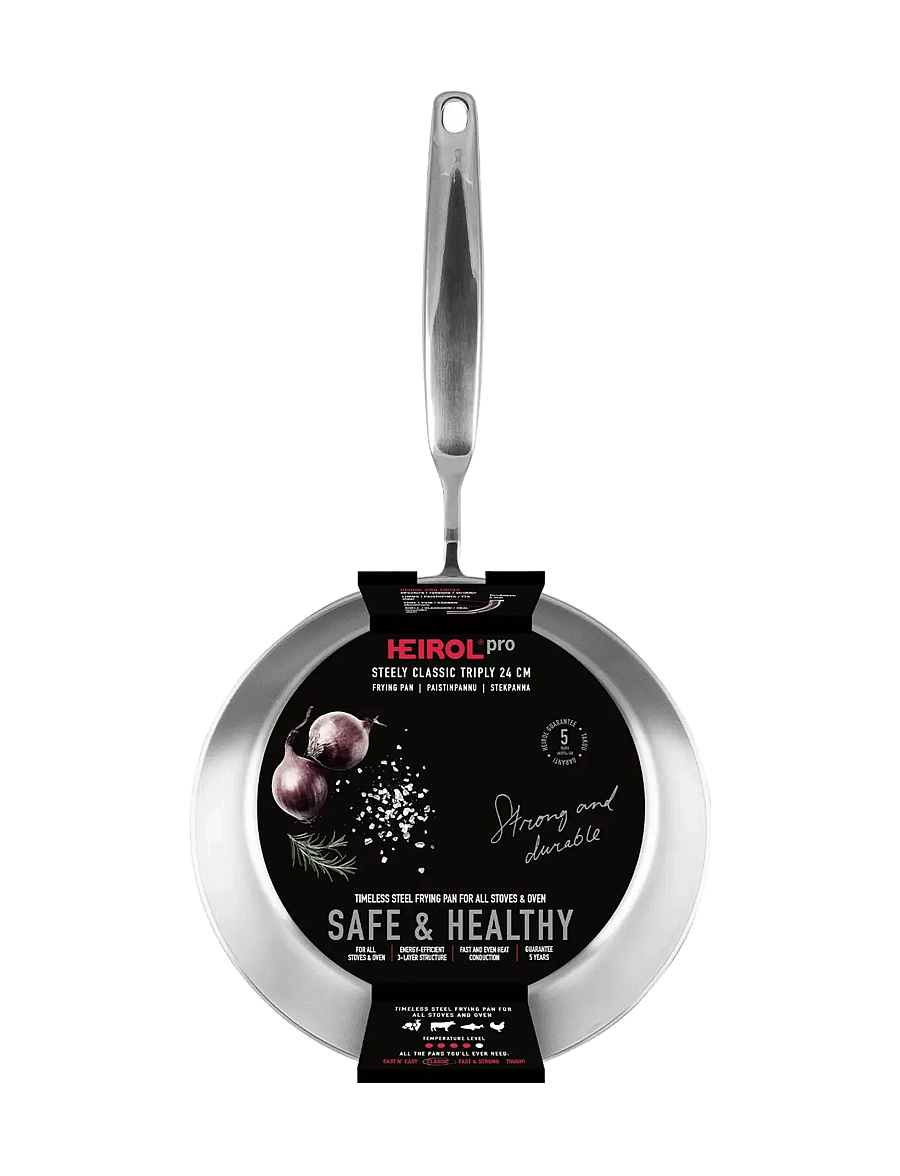 Heirol - Heirol Frying Pan 24 cm Steely Classic Triply - praepannid ja pannid - silver - 2