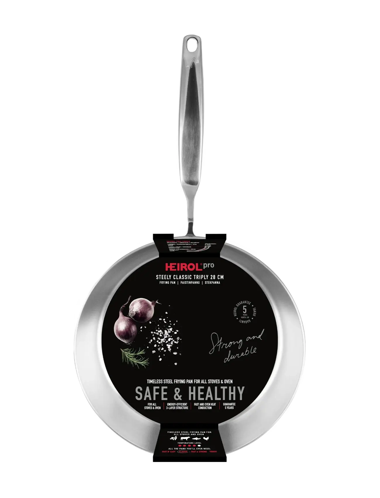 Heirol - Heirol Frying Pan 28 cm Steely Classic Triply - bratpfannen - silver - 2