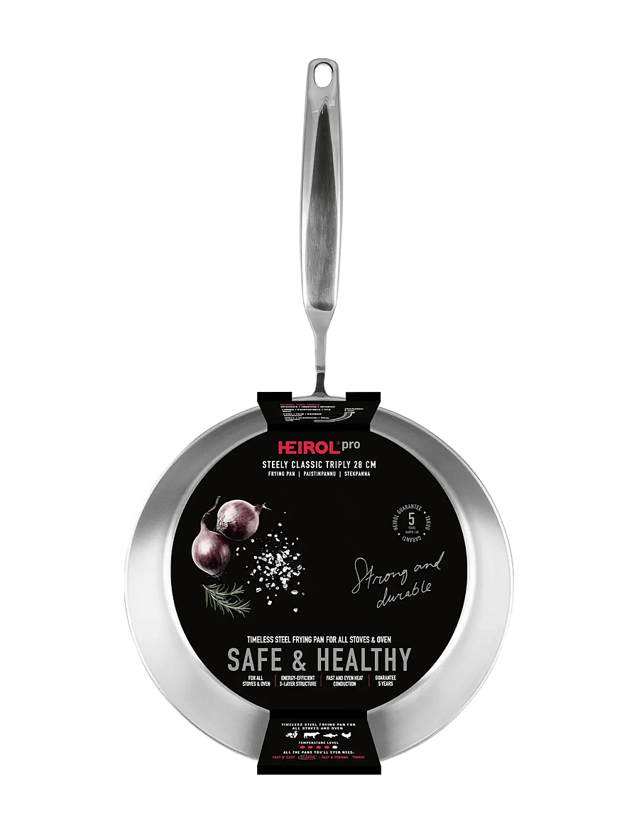 Heirol - Heirol Frying Pan 28 cm Steely Classic Triply - praepannid ja pannid - silver - 2