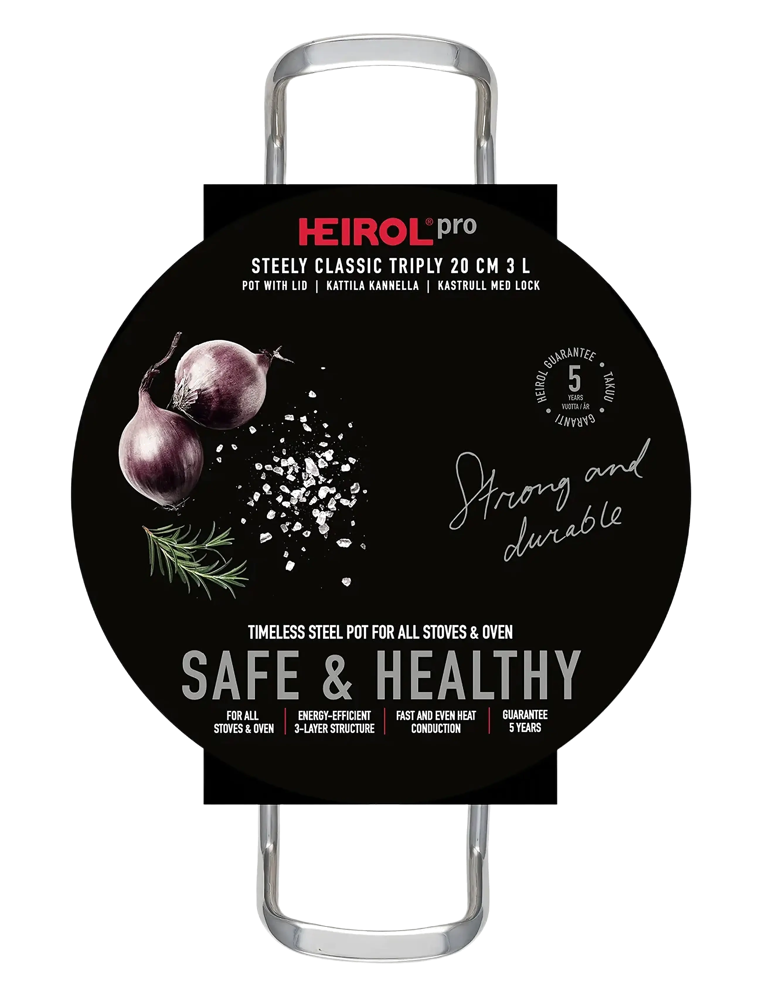 Heirol - Heirol Pot with Lid 20 cm, 3 liters Steely Classic Triply - silver - 3