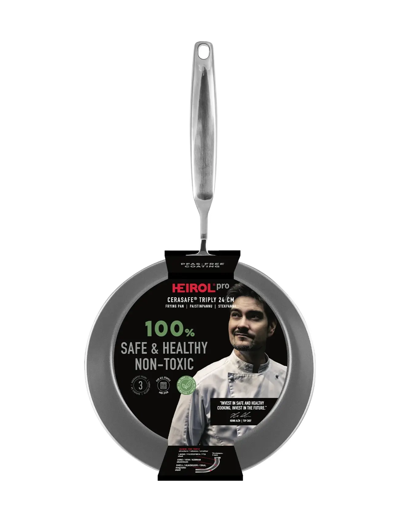 Heirol - Heirol Frying Pan 24 cm Cerasafe® Triply - stegepander - silver - 2