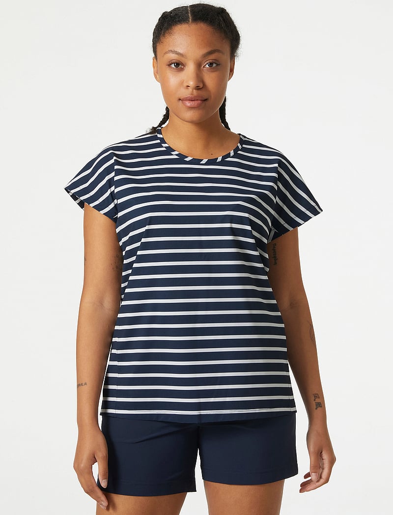 Helly Hansen - W THALIA SUMMER TOP - t-shirts - navy stripe - 0