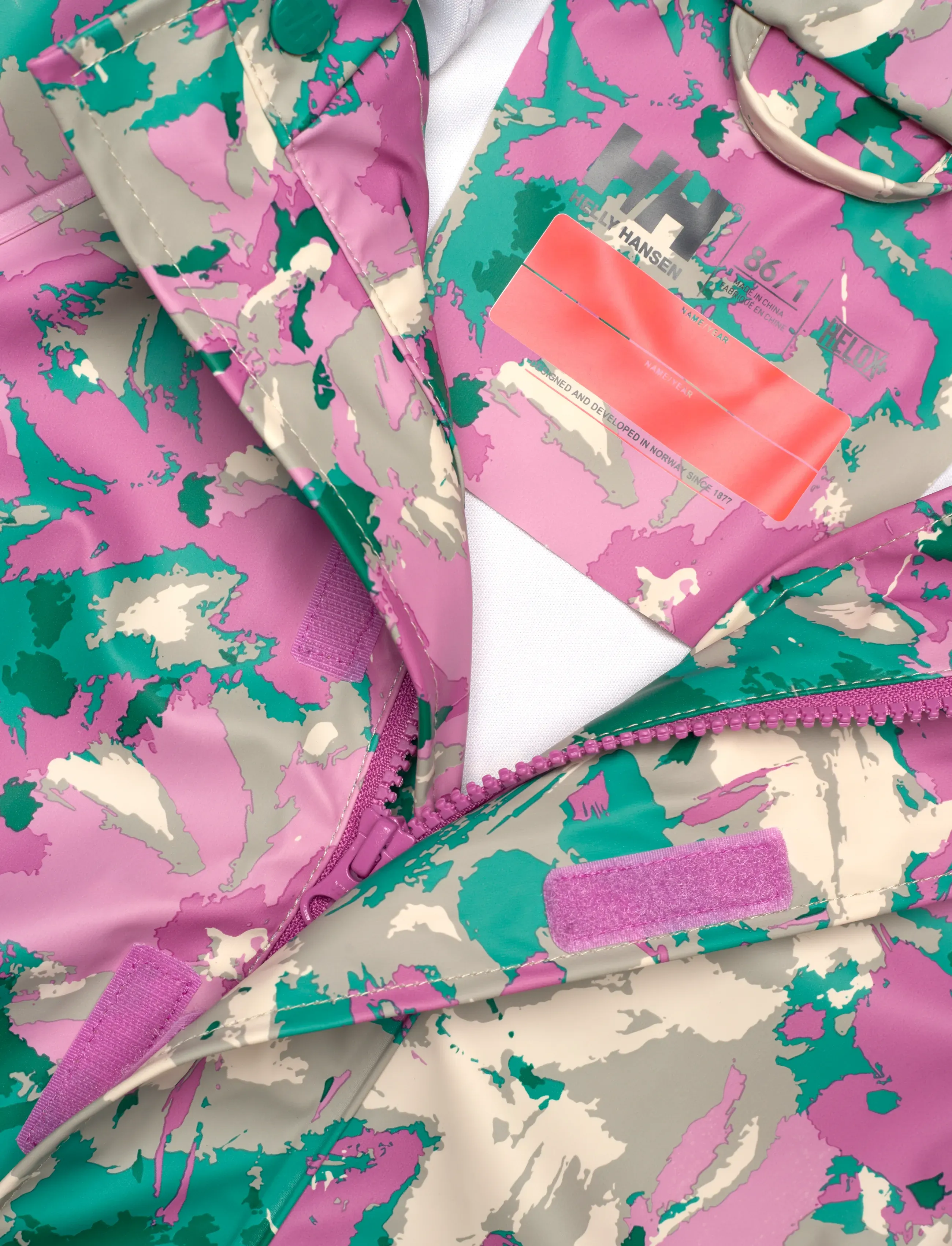 Helly Hansen - K BERGEN 2.0 PU RAINSET AOP - outerwear - meta pink a - 2