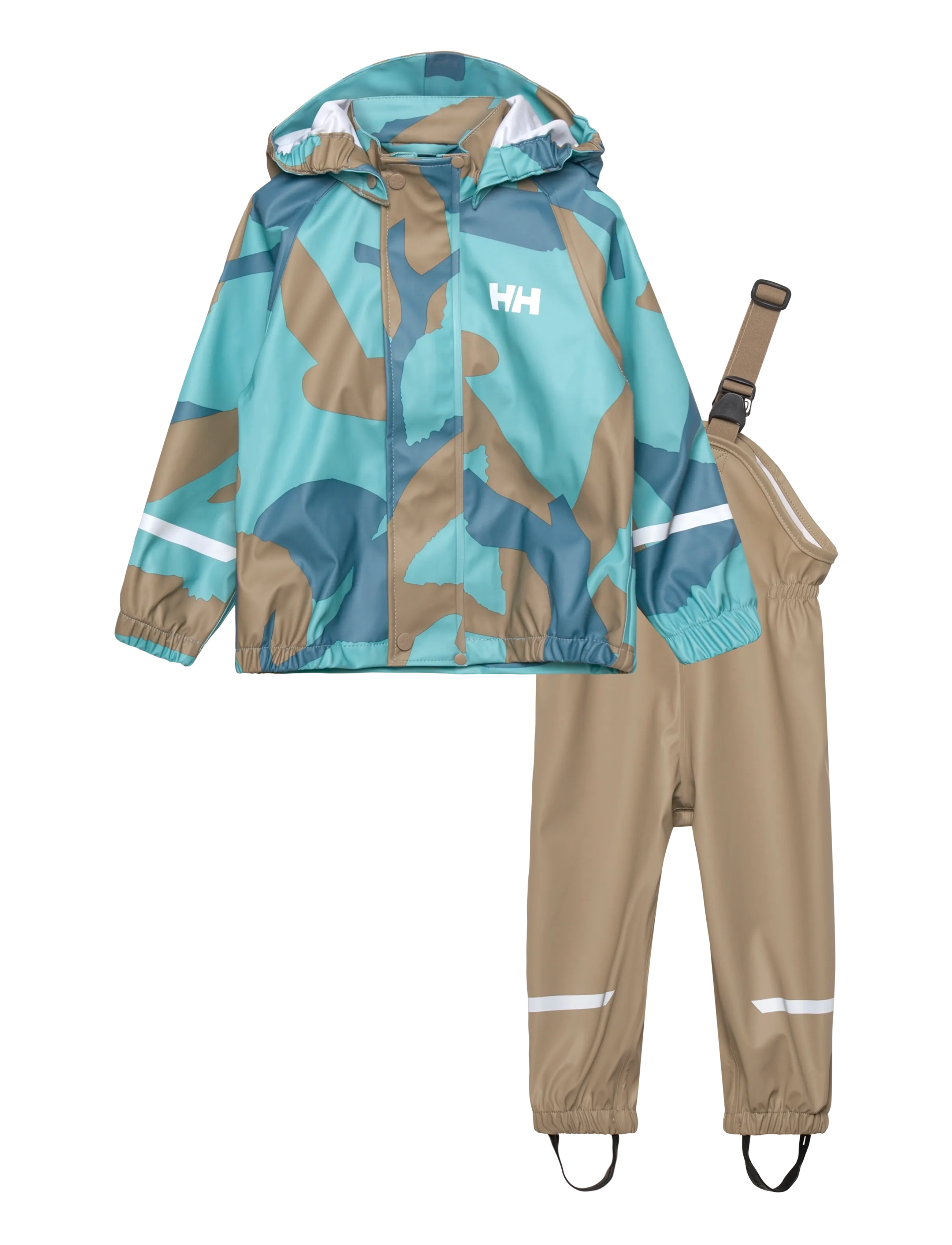 Helly Hansen K BERGEN 2.0 PU RAINSET AOP - Overtøj - PEBBLE AOP / multi