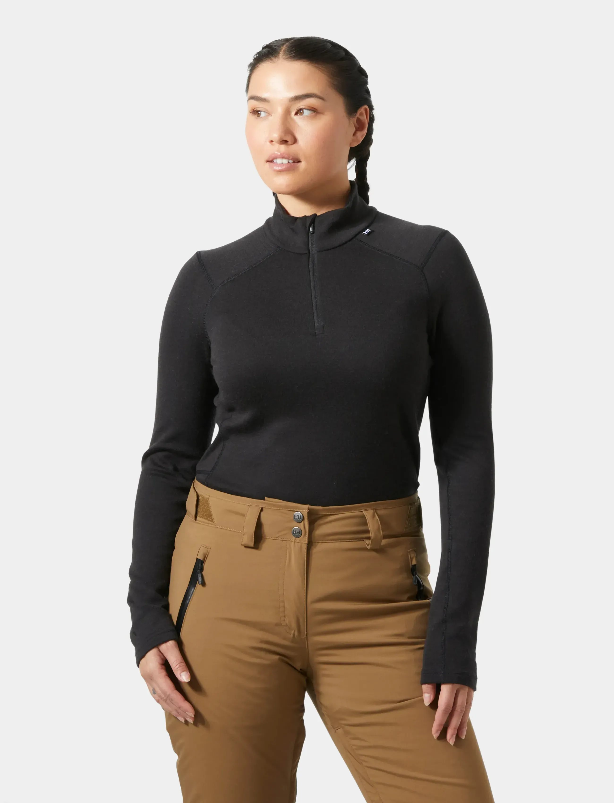 Helly Hansen - W LIFA MERINO MIDW 1/2 ZIP - aluskihina kantavad alussärgid - black - 0