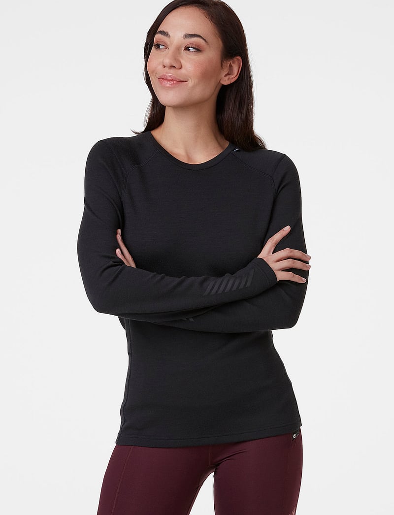 Helly Hansen - W LIFA MERINO MIDWEIGHT CREW - underställströjor - black - 0
