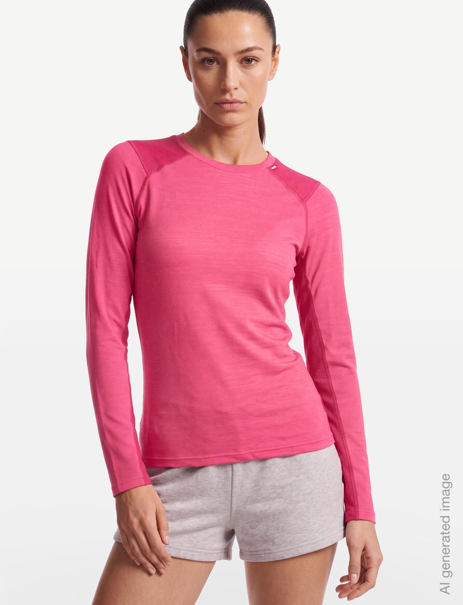 Helly Hansen - W LIFA MERINO MIDWEIGHT CREW - base layer tops - hot pink - 3