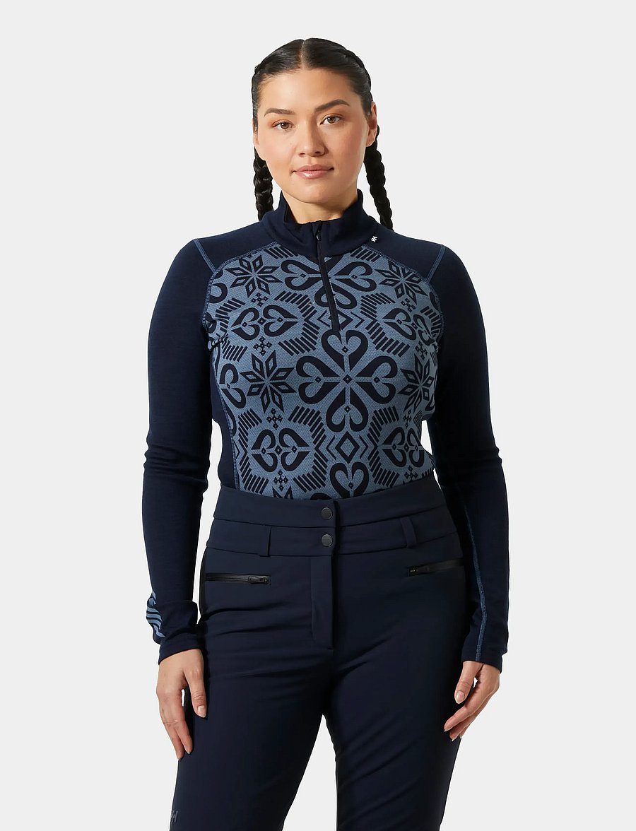 Helly Hansen - W LIFA MERINO MIDW GRA 1/2 ZIP - underställströjor - navy - 0