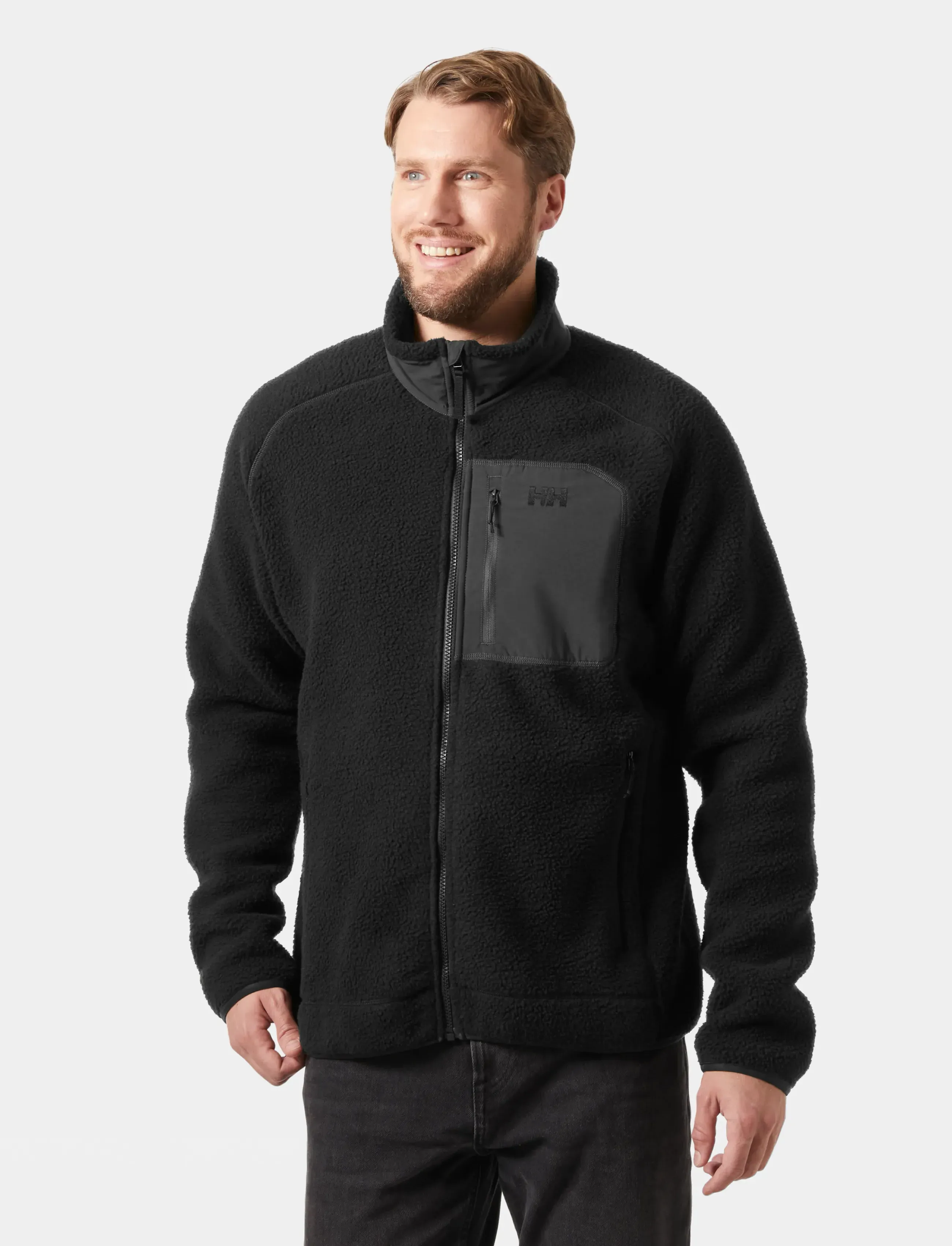 Helly Hansen Panorama Pile Block Jacket, Mænd, Farveblok Fleece Jakke, Sort, Str: XXL