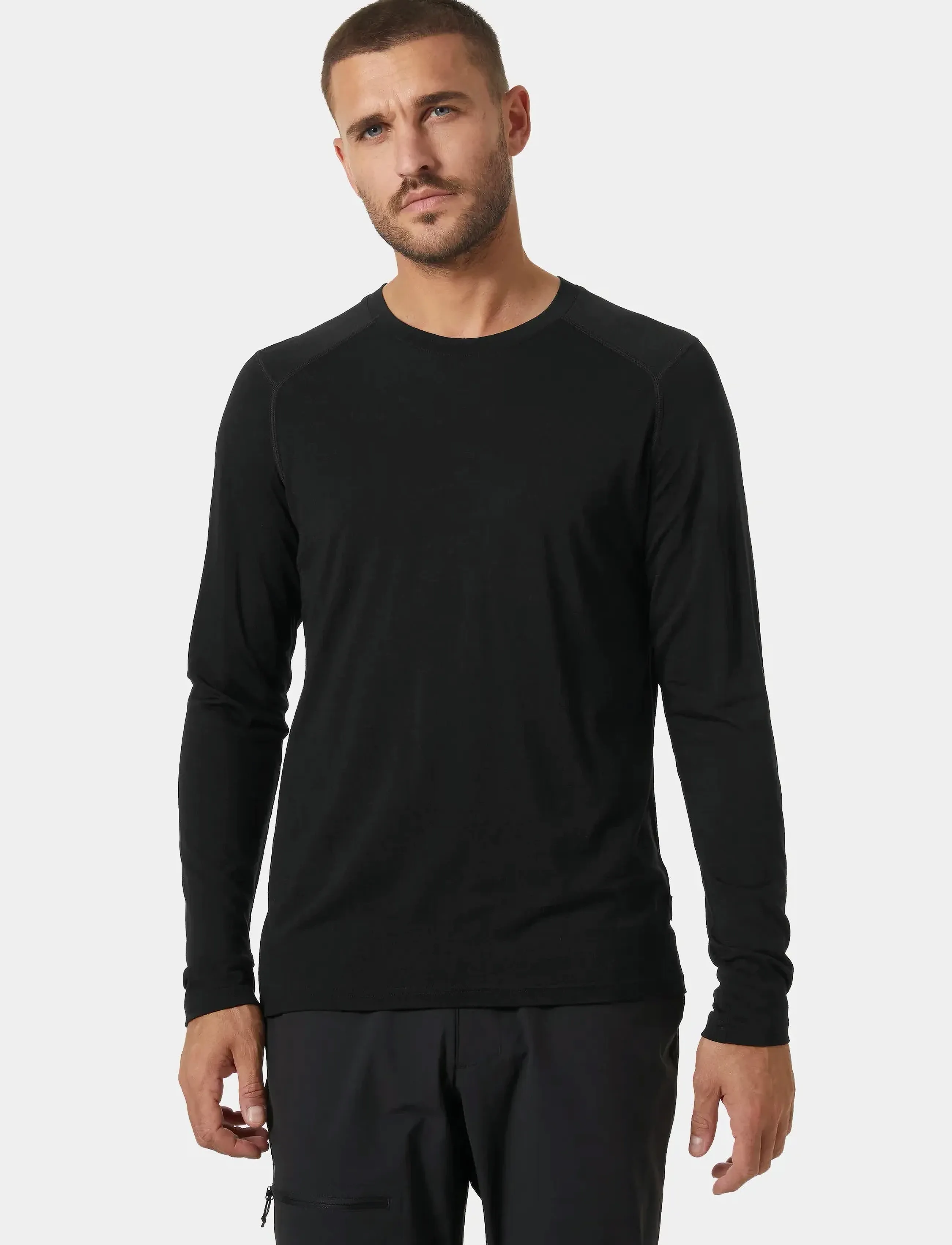 Helly Hansen Hh Durawool Crew Ls, Mænd, Langærmet Baselayer Trøje, Sort, Str: S