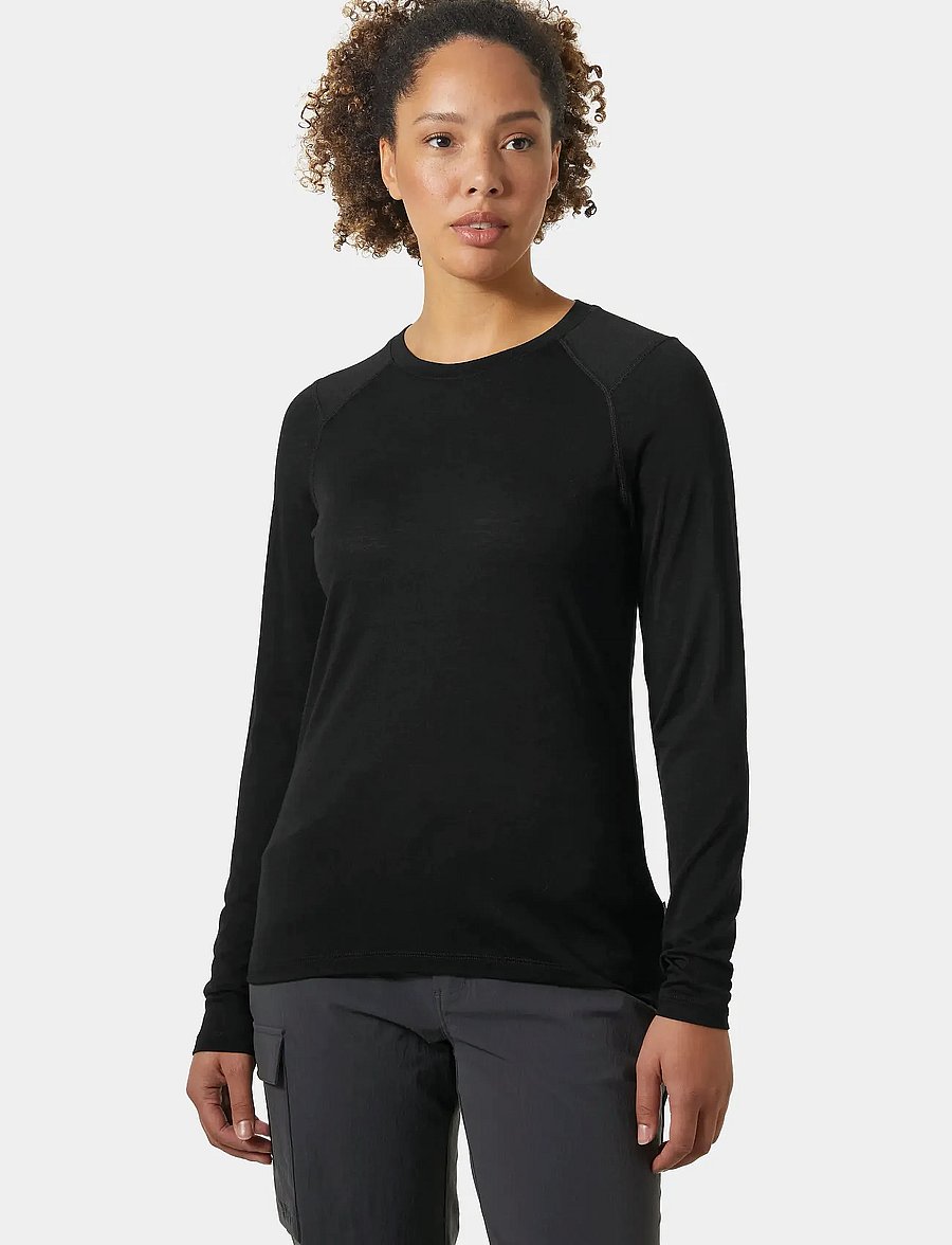 Helly Hansen - W HH DURAWOOL CREW LS - langarmshirts - black - 0