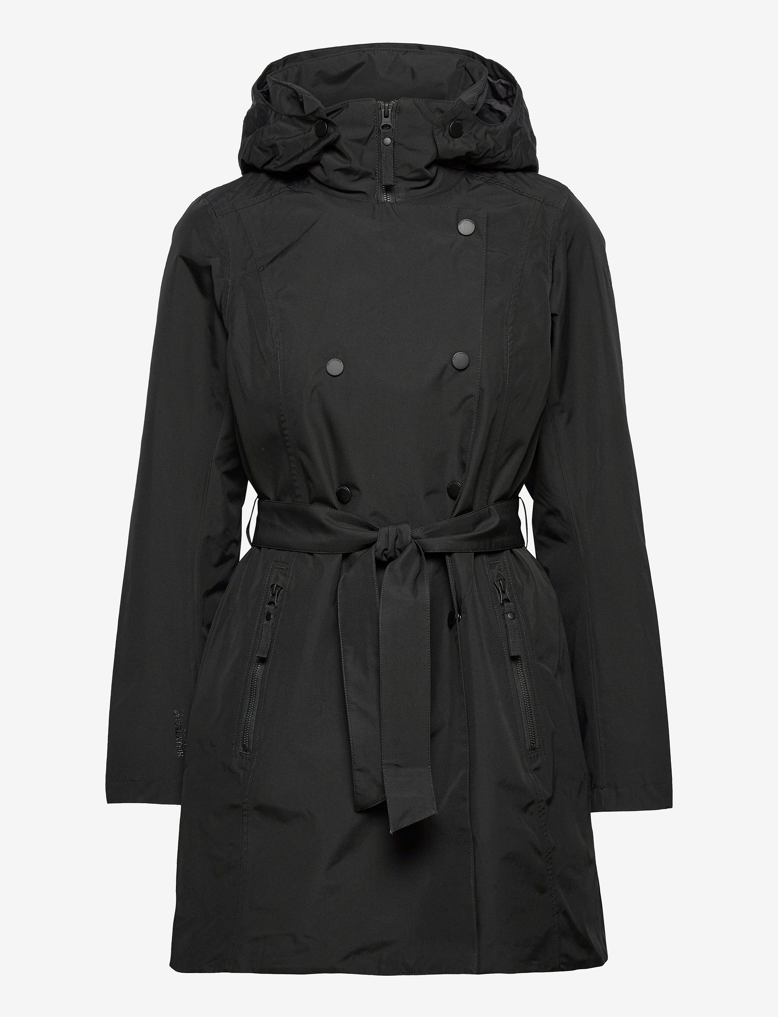 HFX Ladies' All-Weather Trench Coat Jacket - Water Resistant With Drawstring, Snap & Zip Closure - J22
