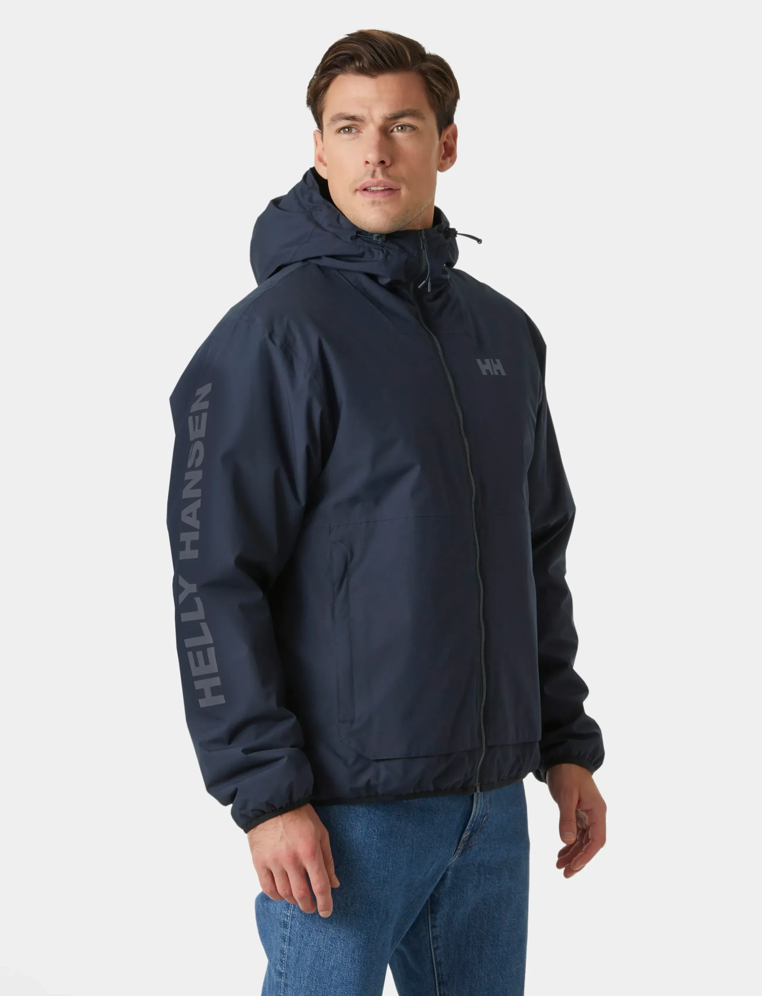 Helly Hansen Ervik Ins Rain Jacket, S, Navy, Regntøj > Regnfrakker, Herre