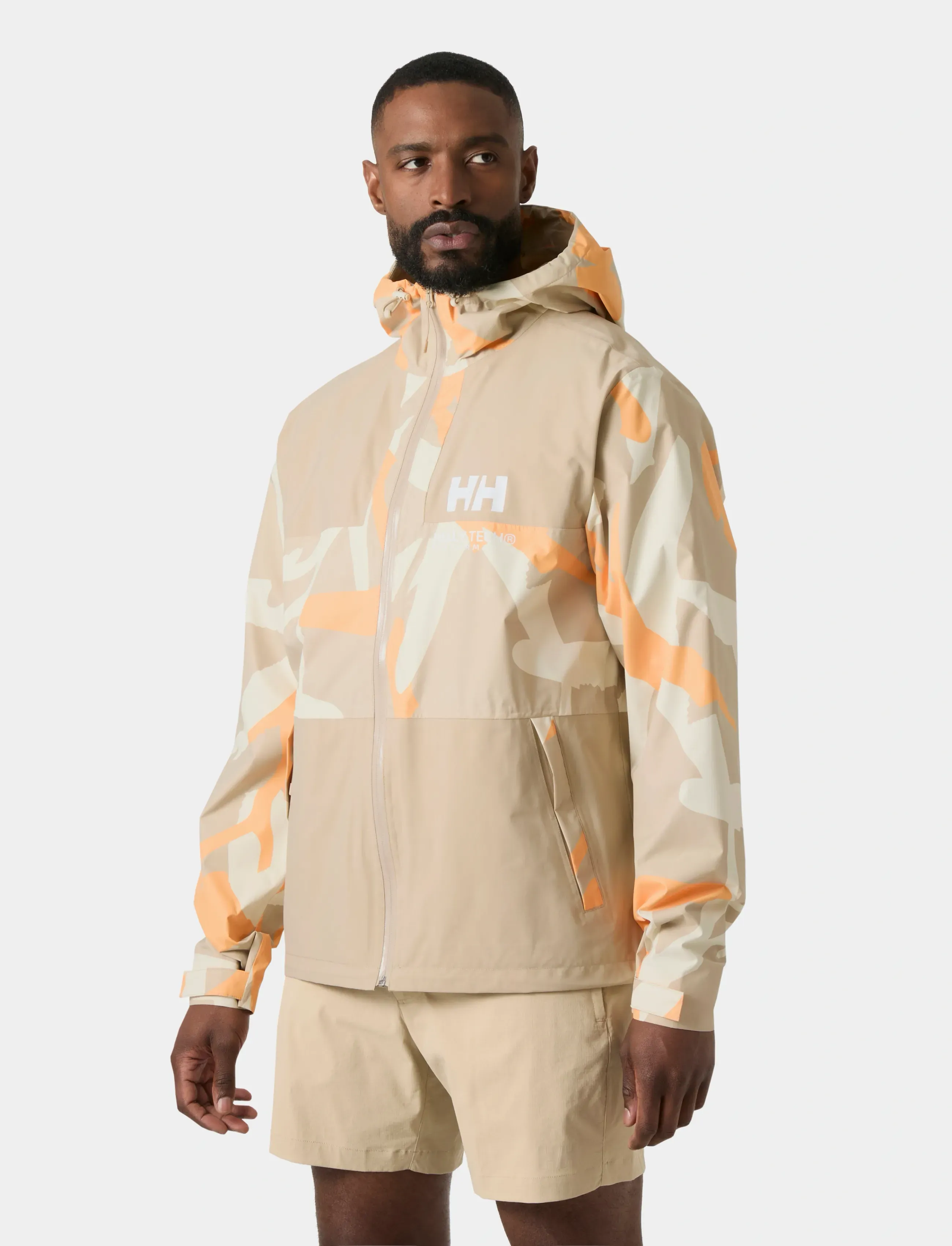 Helly Hansen Ace Graphic Rain Jacket, Mænd, Regnjakke, Beige, Str: L