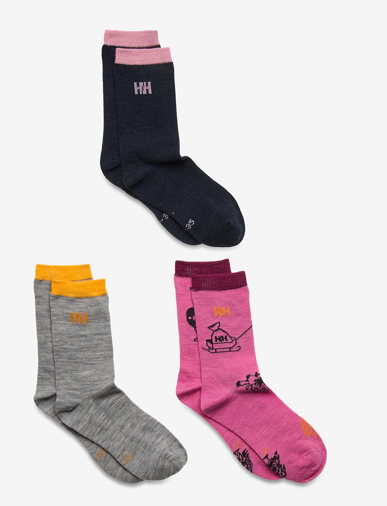 Helly Hansen - K WOOL SOCK 3PK - ibis rose/grey/navy - 0