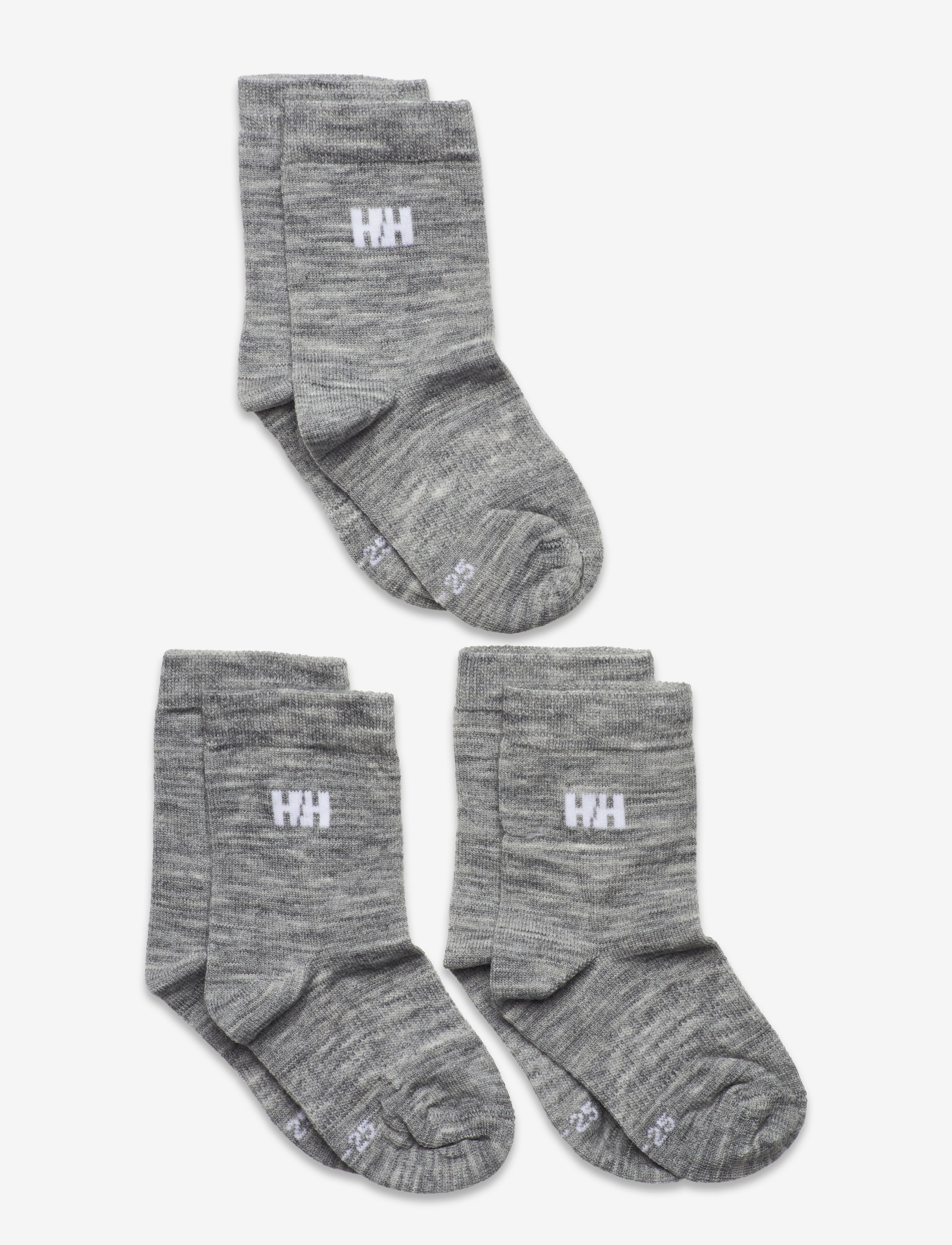 K WOOL SOCK BASIC 3PK - GREY MELANGE