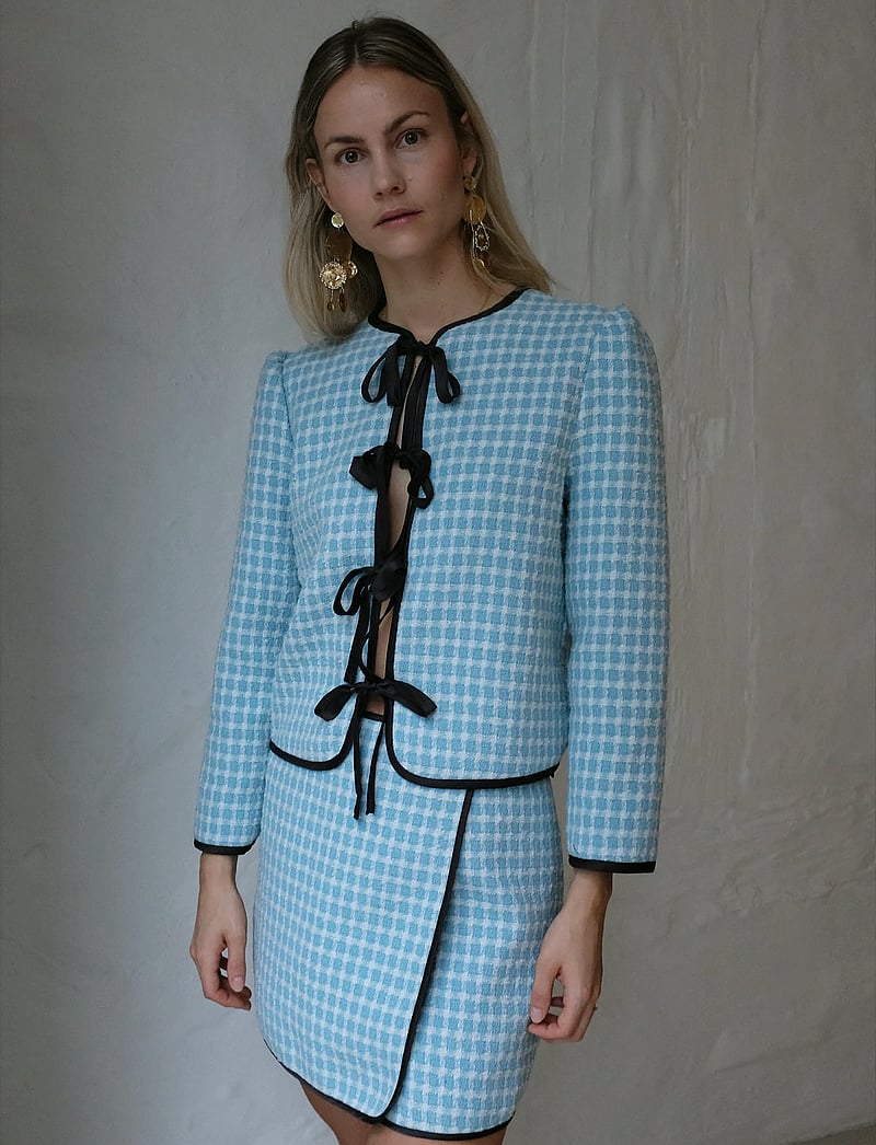 Helmstedt - Ella Mini Skirt - Bouclé - korte nederdele - blue tweed - 0