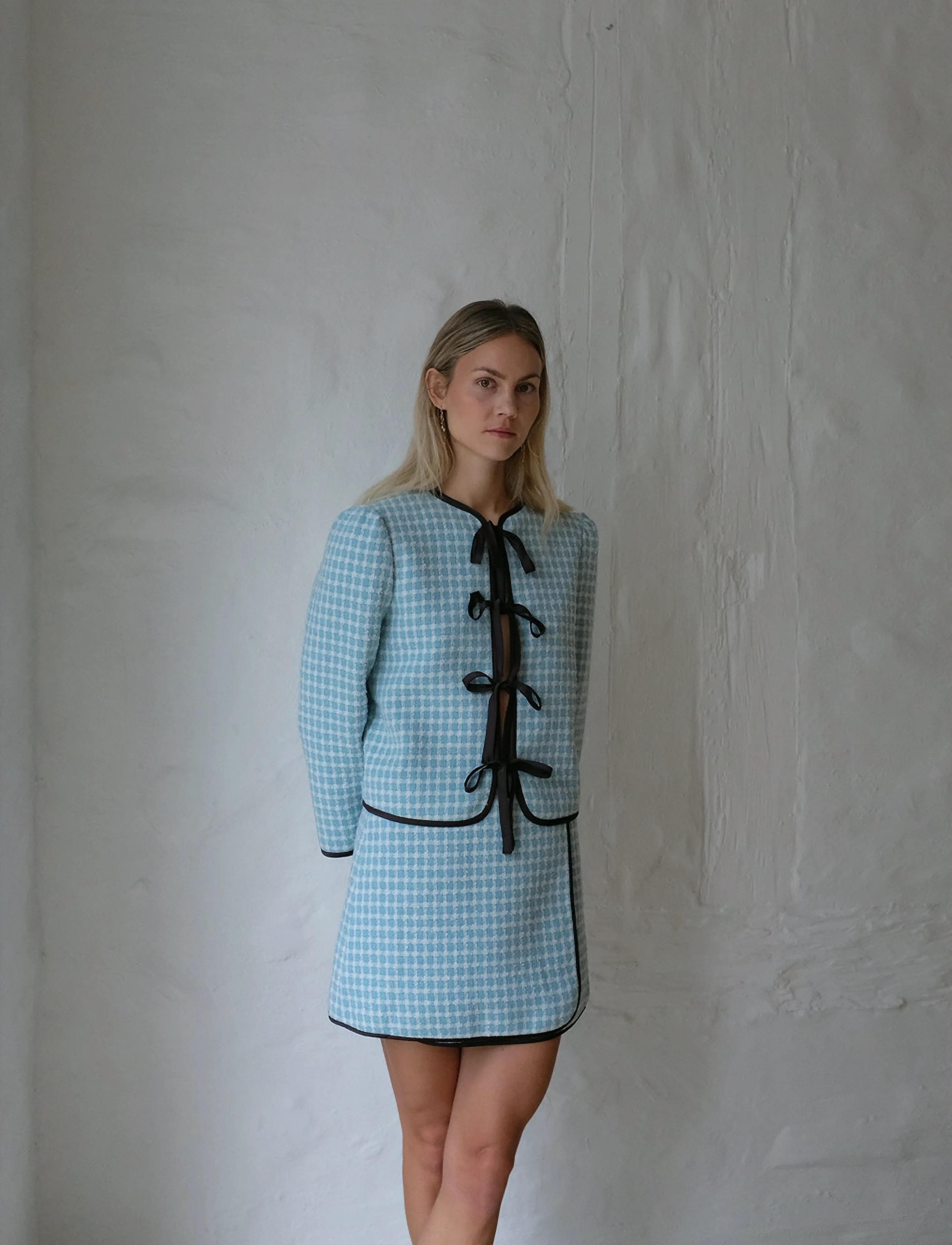 Helmstedt - Ella Mini Skirt - Bouclé - korte nederdele - blue tweed - 3