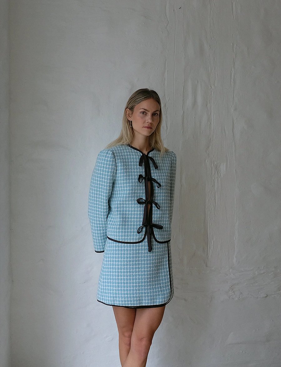 Helmstedt - Ella Mini Skirt - Bouclé - kurze röcke - blue tweed - 3