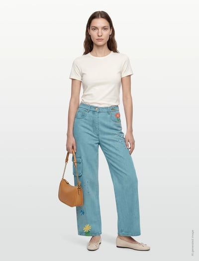Helmstedt Enya Denim Jeans - Džinsa bikses ar platām starām - EMBROIDERY DENIM / blue