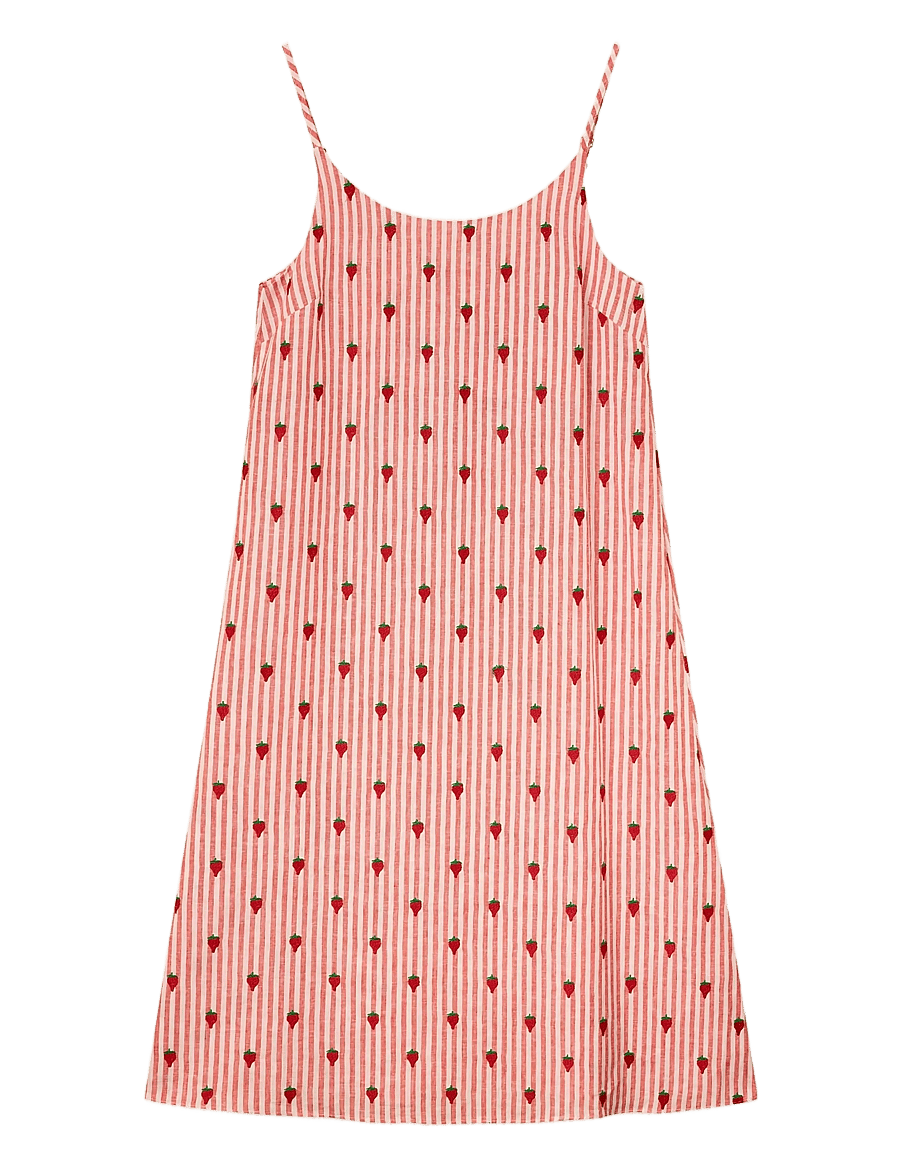 Helmstedt - Leva Dress - suvekleidid - red stripe w strawberry emb - 1