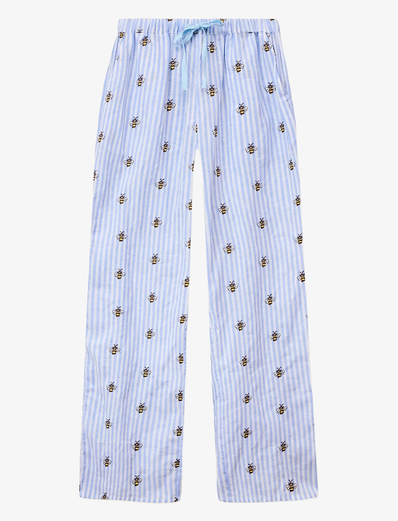Helmstedt - Esther Pants - wide leg trousers - blue stripe w bee emb - 0