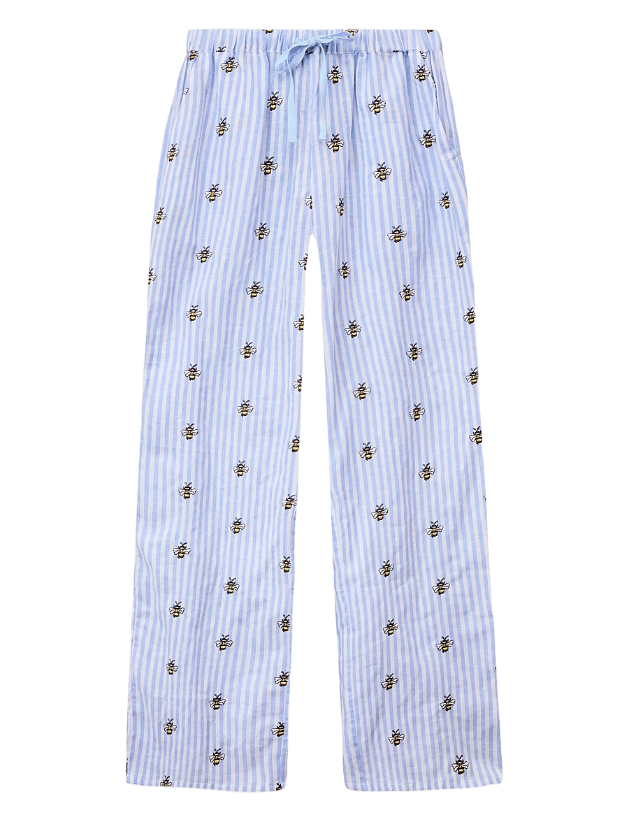 Helmstedt - Esther Pants - hosen mit weitem bein - blue stripe w bee emb - 1