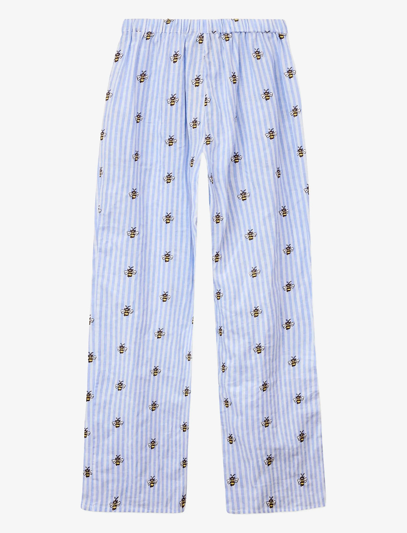 Helmstedt - Esther Pants - wide leg trousers - blue stripe w bee emb - 1
