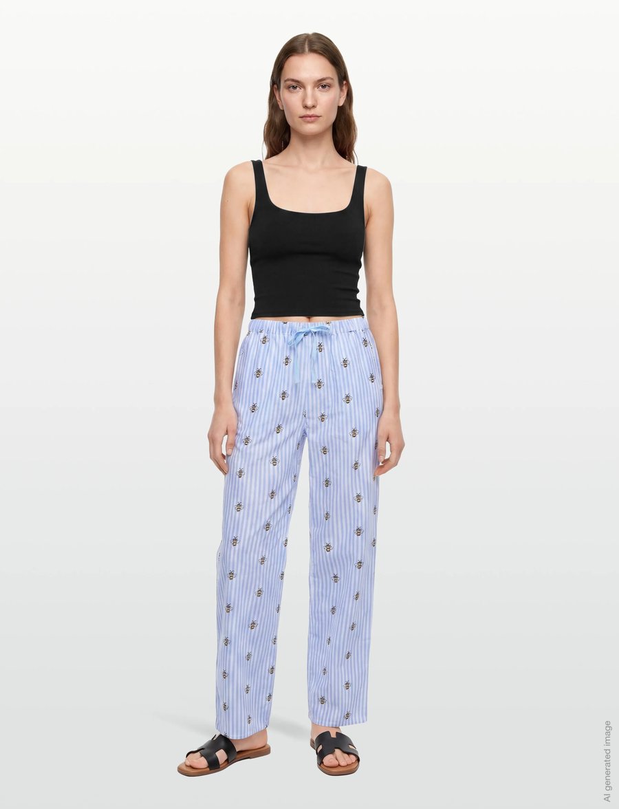 Helmstedt - Esther Pants - hosen mit weitem bein - blue stripe w bee emb - 0