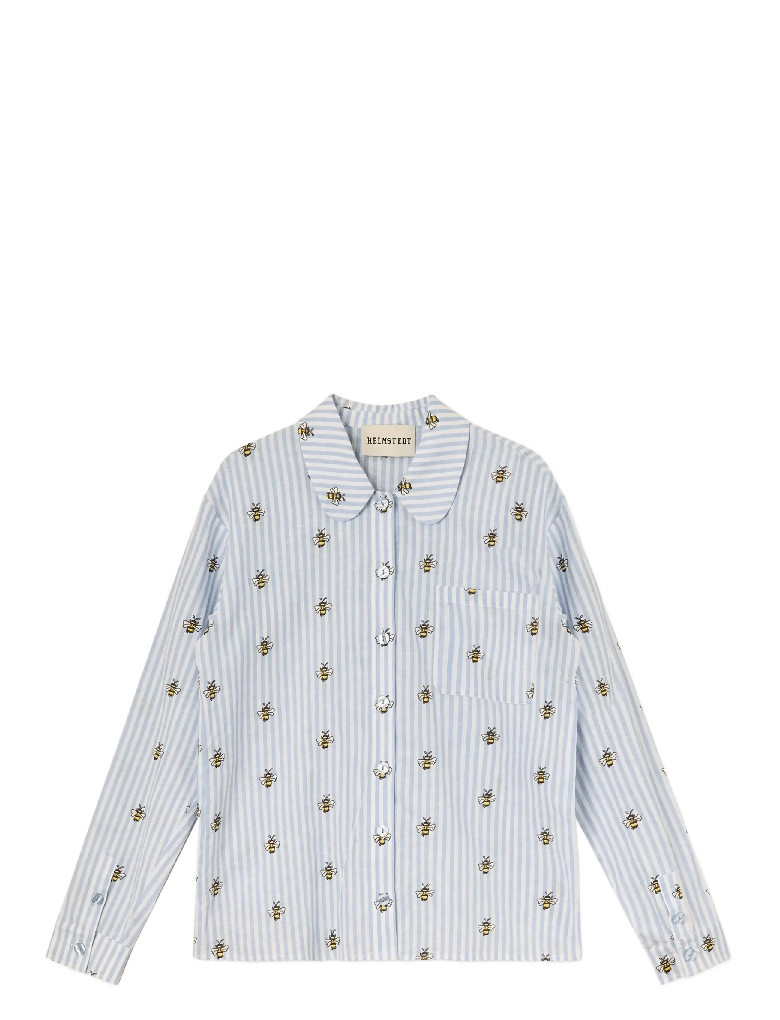 Helmstedt Aleta shirt long sleeve - Transitional Layering - BLUE STRIPE W BEE EMB / blue