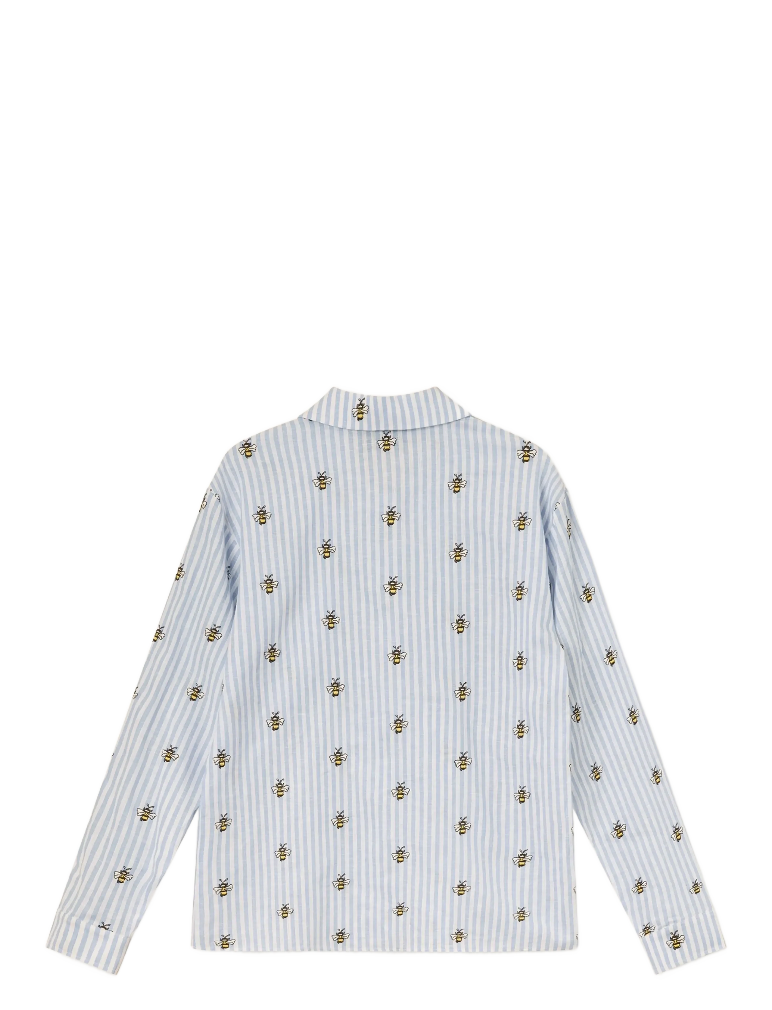 Helmstedt - Aleta shirt long sleeve - teksasärgid - blue stripe w bee emb - 2