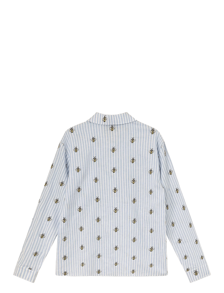 Helmstedt - Aleta shirt long sleeve - teksasärgid - blue stripe w bee emb - 2