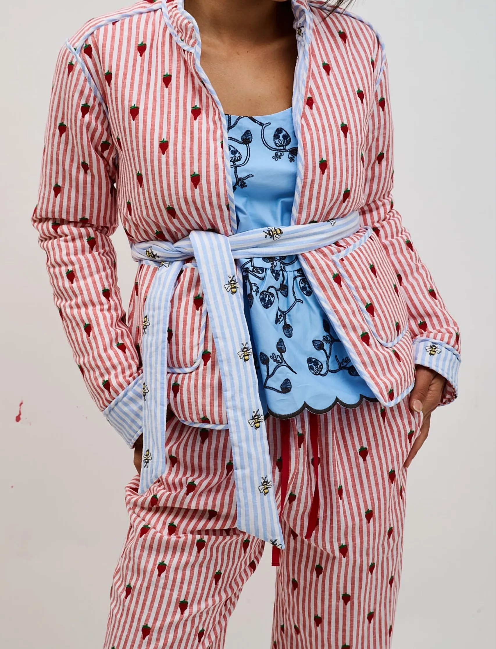 Helmstedt Meri Jacket - Jakker & Frakker - STRIPE & EMBROIDERY / red