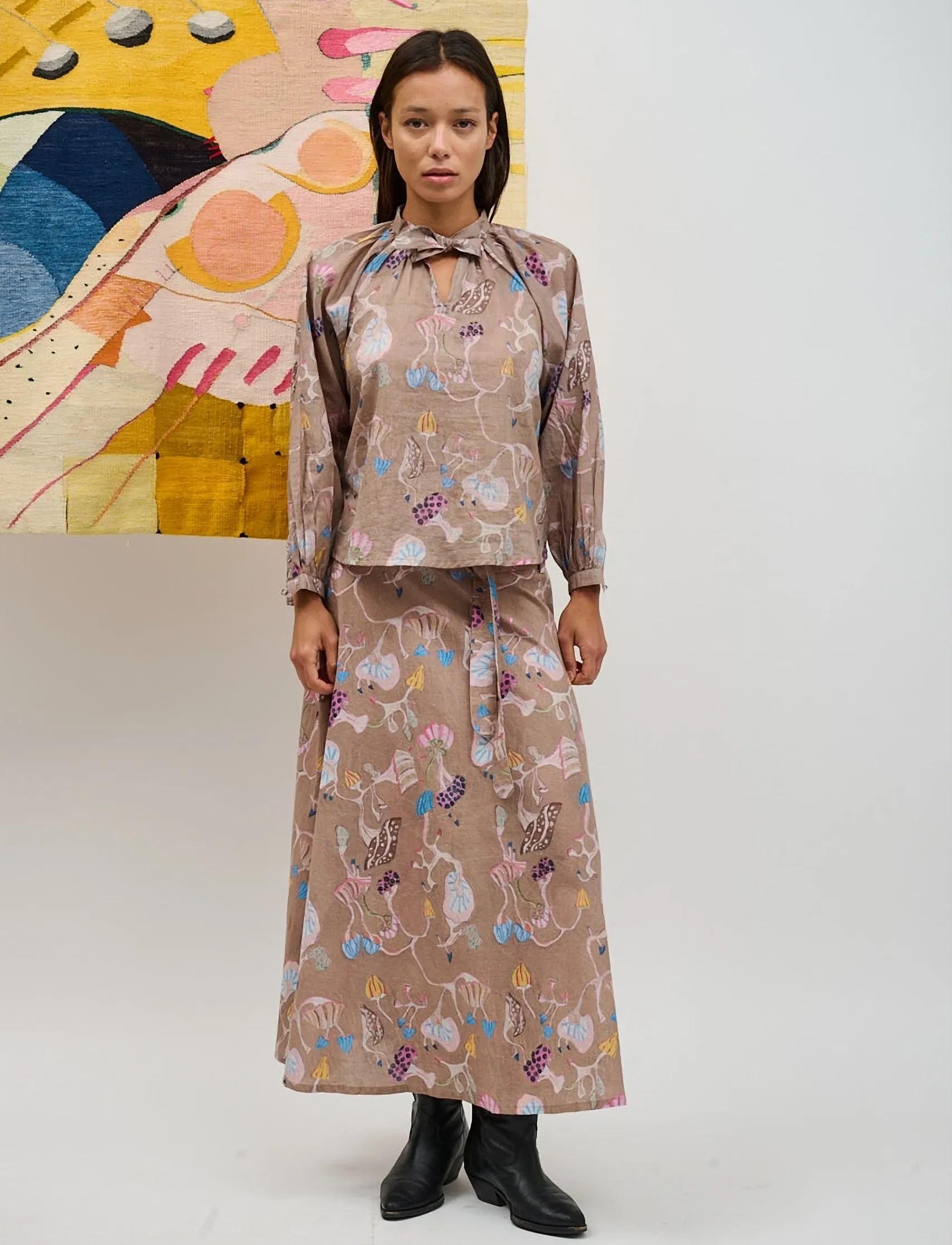 Helmstedt - Mona Shirt - långärmade blusar - dancing mushroom print - 3