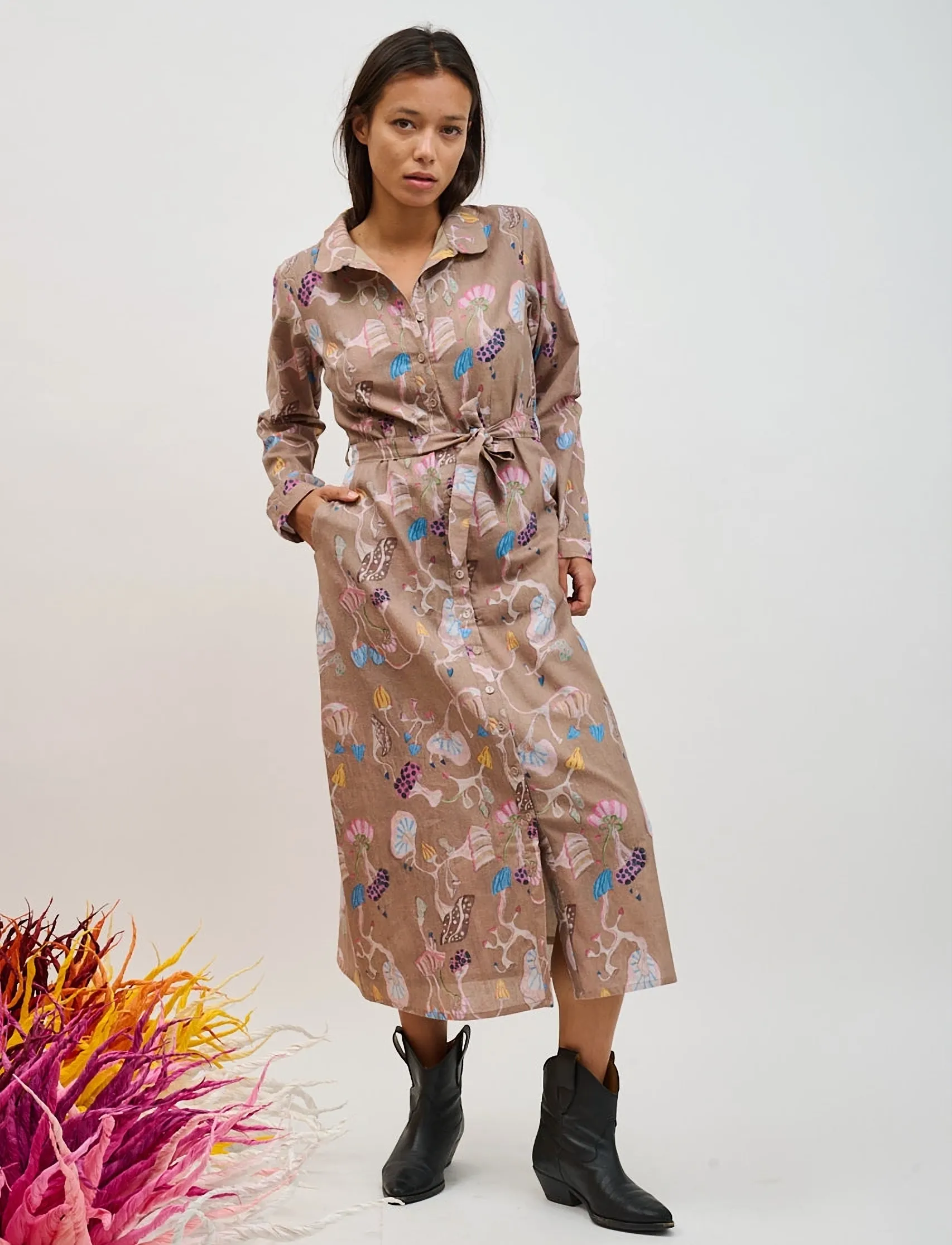 Helmstedt Ellen Dress - Kläder - DANCING MUSHROOM PRINT / brown