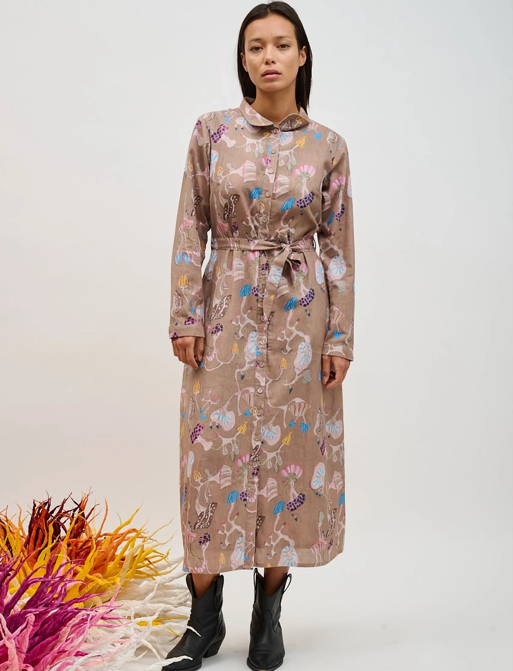 Helmstedt - Ellen Dress - overhemdjurken - dancing mushroom print - 3