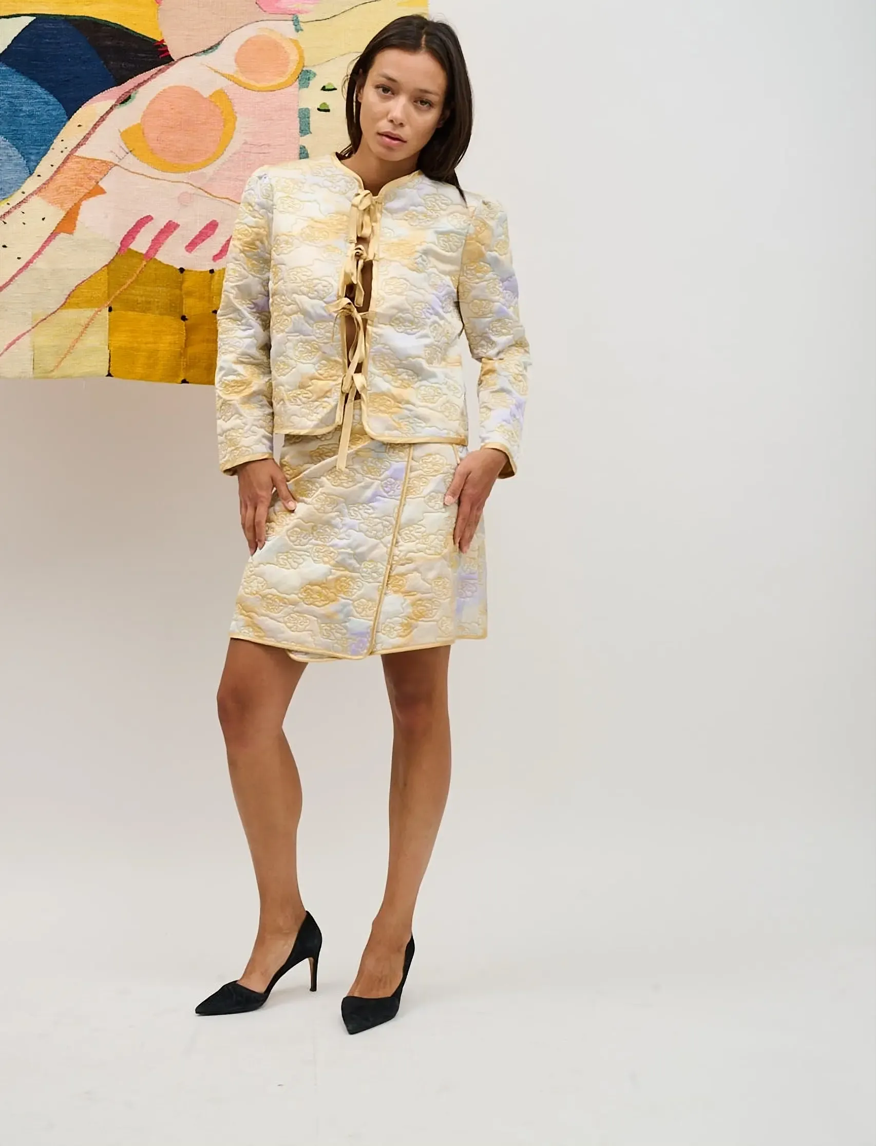 Helmstedt Ella Skirt - Omlottkjolar - AURORA WATERCOLOR PRINT / yellow