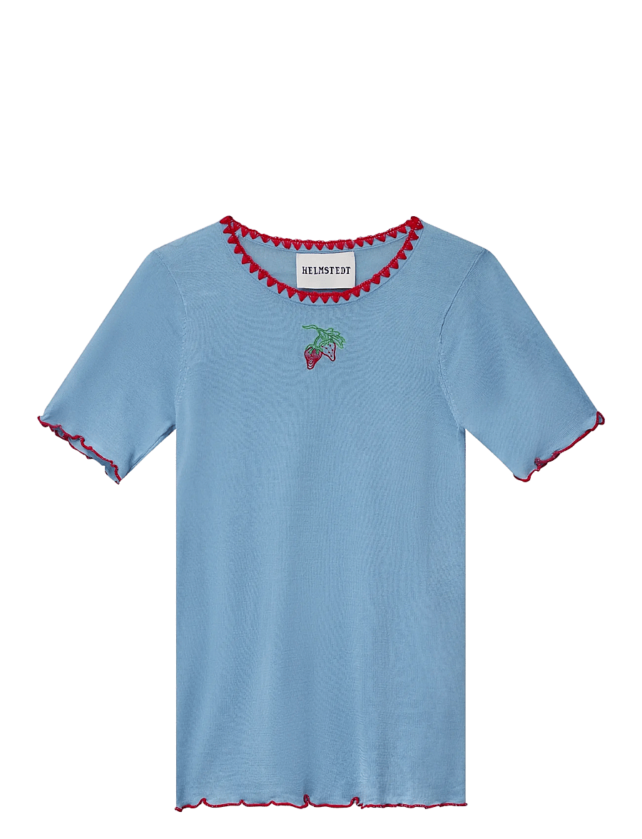 Helmstedt - Trine Short Sleeve - t-shirts & tops - dusty blue - 1